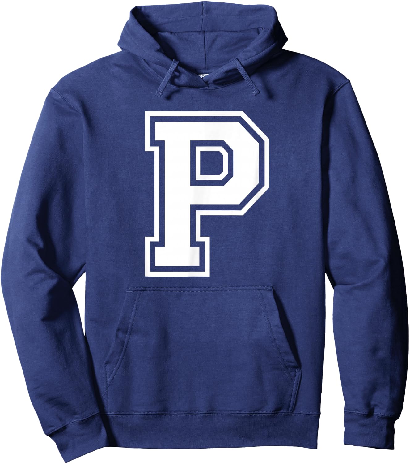 Letter P Name Initial Varsity Alphabet Monogram Hoodie - Hoodie | Navy