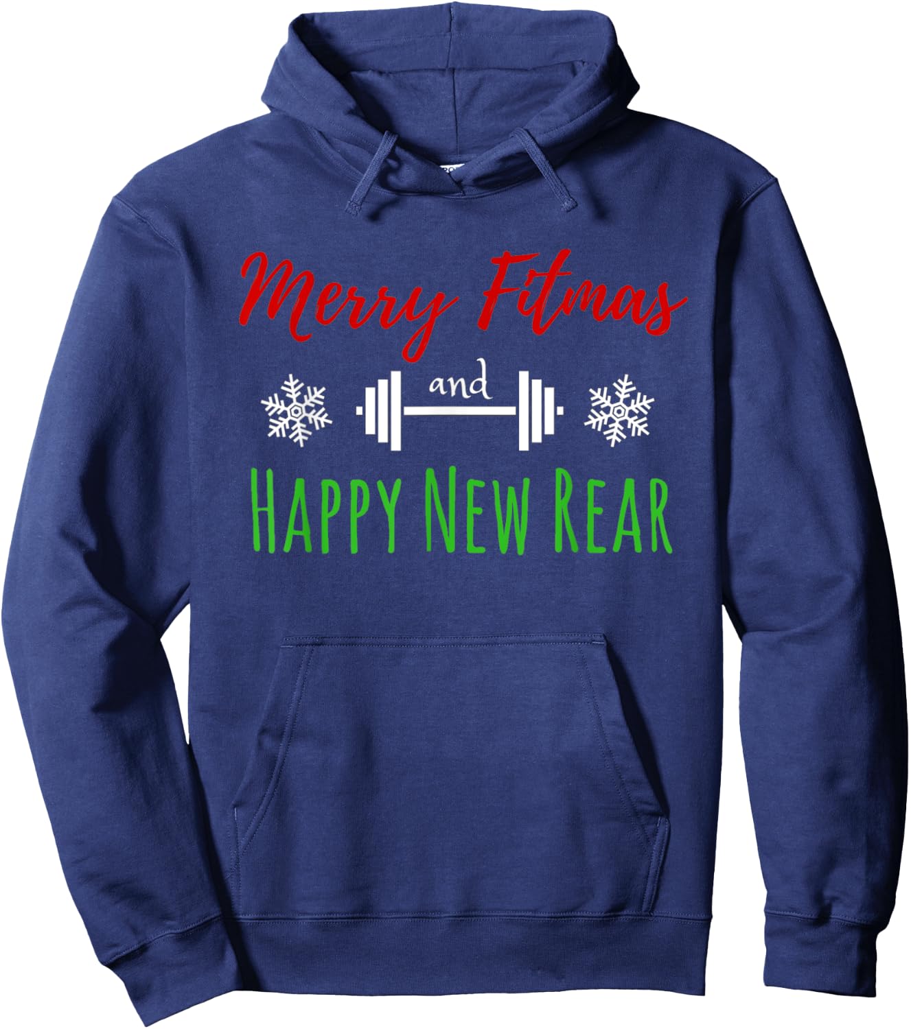 Merry Fitmas and Happy New Rear Fitness Funny Hoodie - Hoodie | Navy