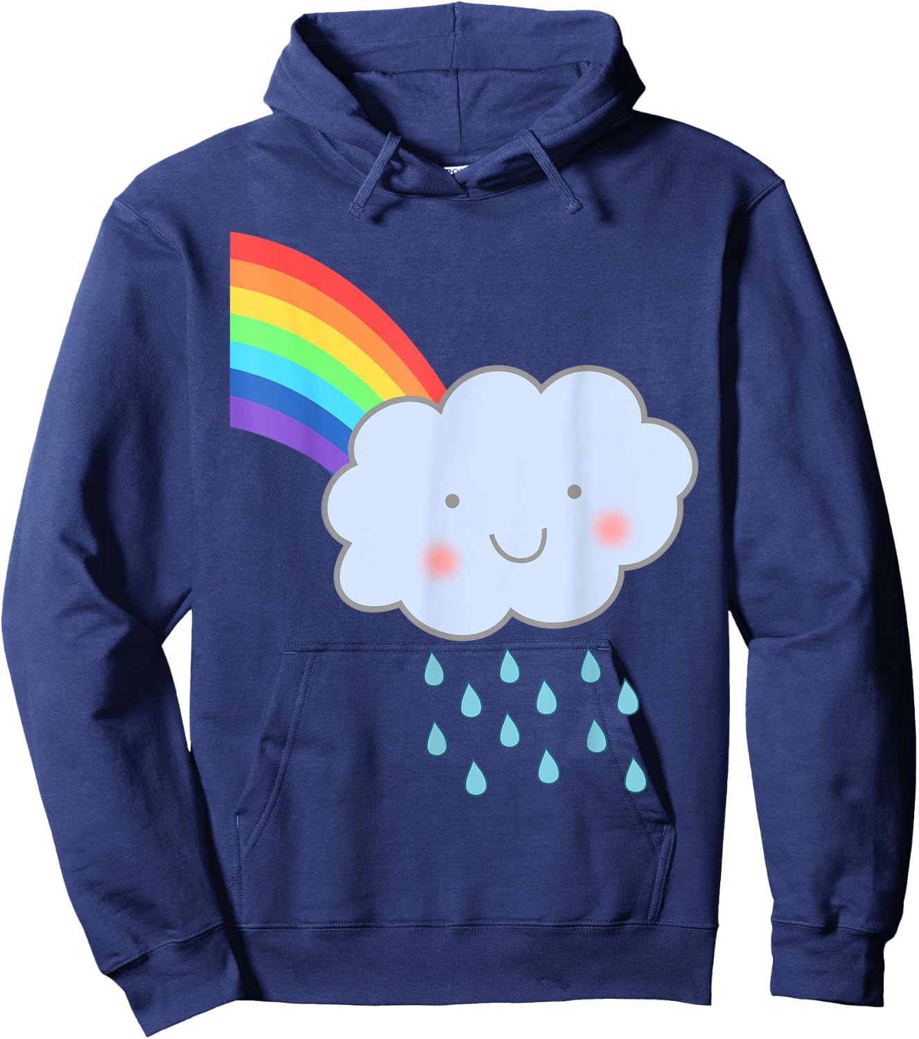 Cute Happy Rain Cloud Rainbow Kids Hoodie - Hoodie | Navy
