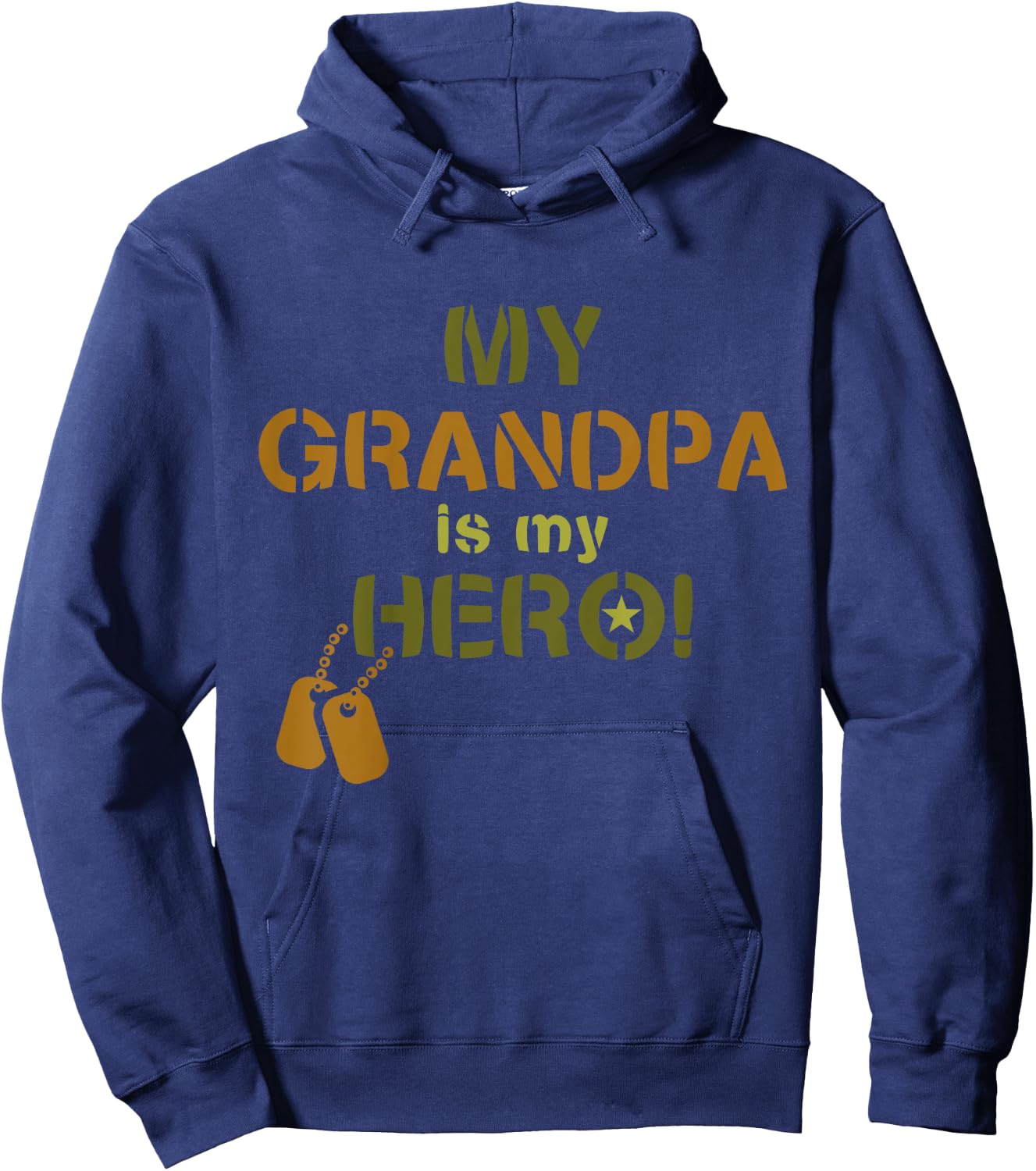 My Grandpa Is My Hero Military Soldier Dog Tags Hoodie - Hoodie | Navy