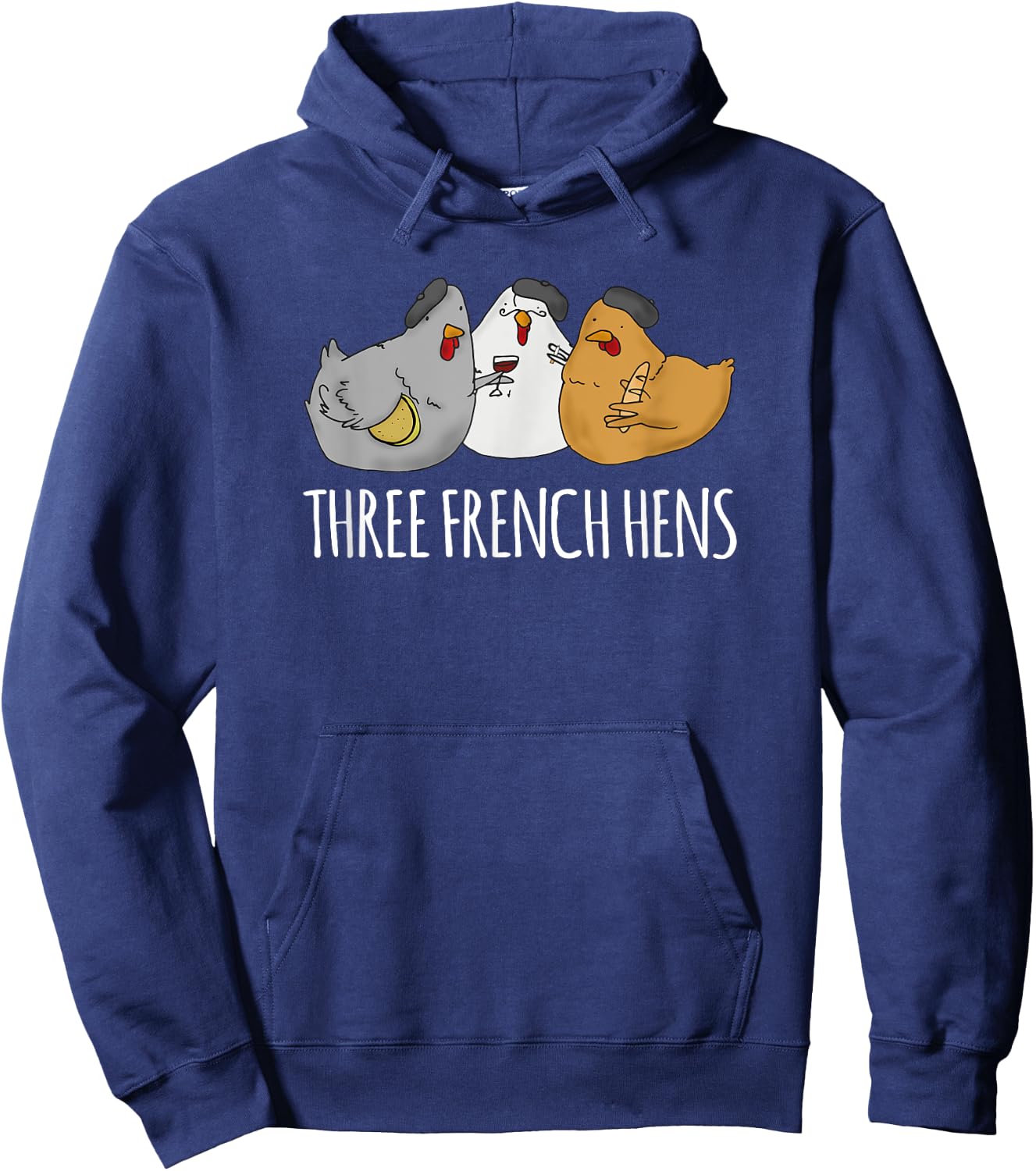 Cute Christmas Carol with Three French Hens Hoodie - Hoodie | Navy