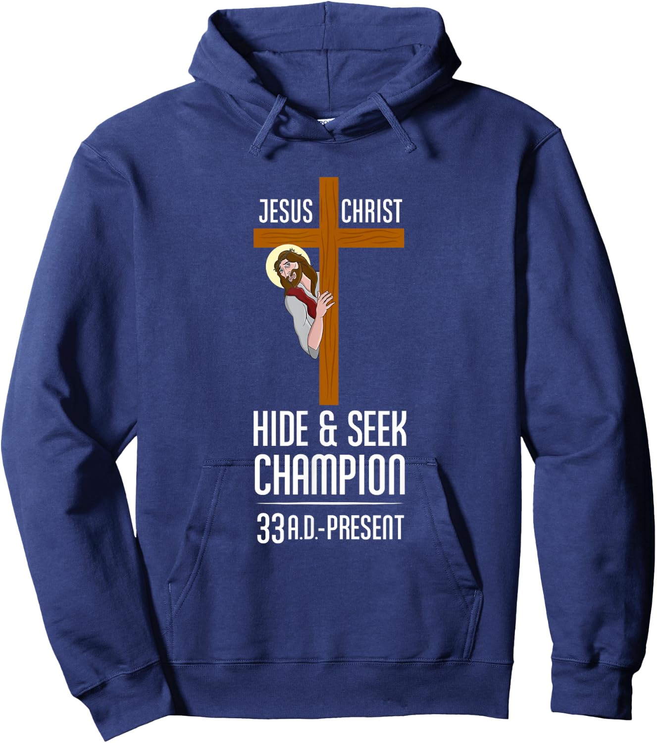 Funny Jesus Christ Hide & Seek Champion Atheism Hoodie - Hoodie | Navy