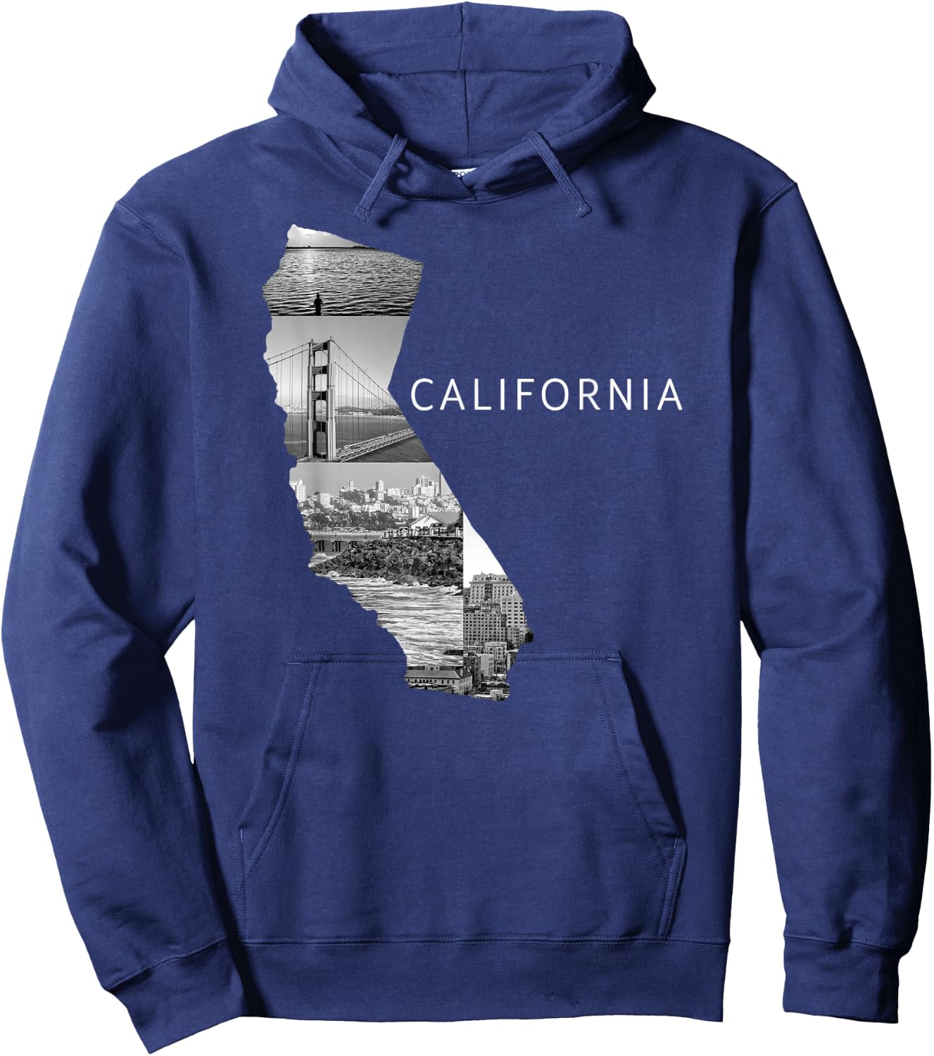 USA California State Map Golden Gate Bridge Sea Hoodie - Hoodie | Navy