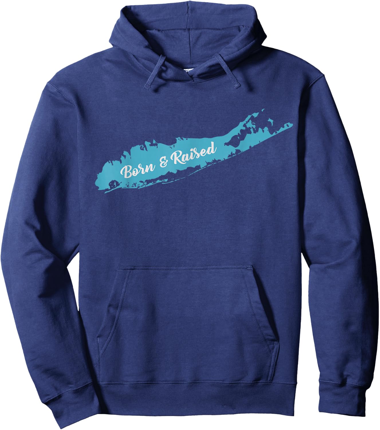 Born and Raised Long Island NY T Shirt Hoodie - Hoodie | Navy