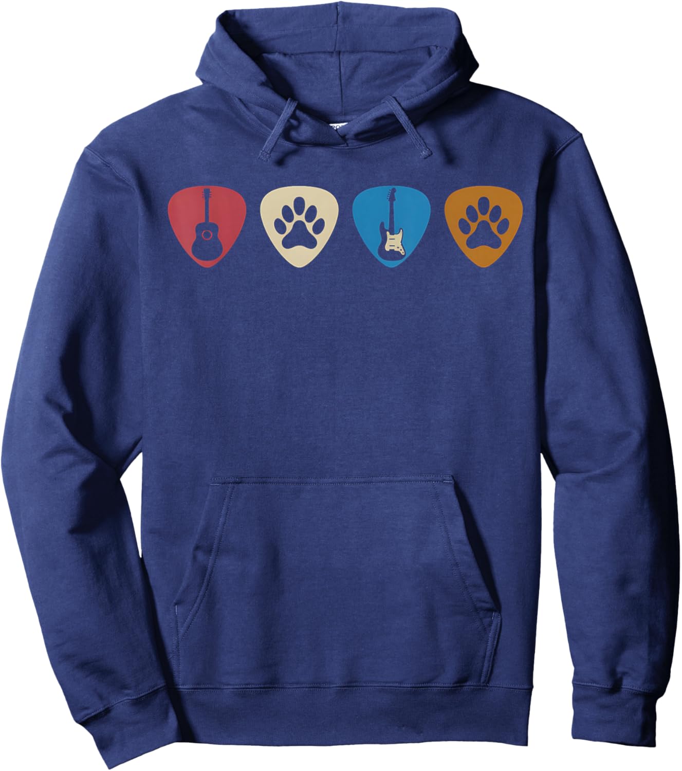 Vintage Dog And Guitar Pick Hoodie - Hoodie | Navy