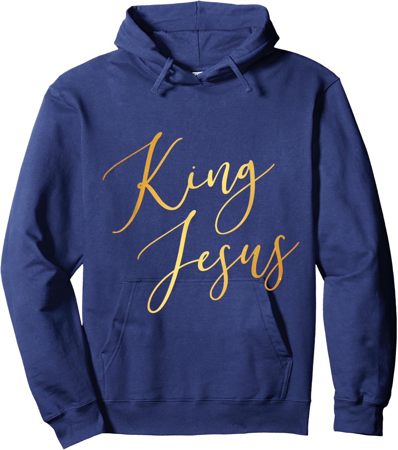 King Jesus Gold Script Christian God Rules All Hoodie - Hoodie | Navy