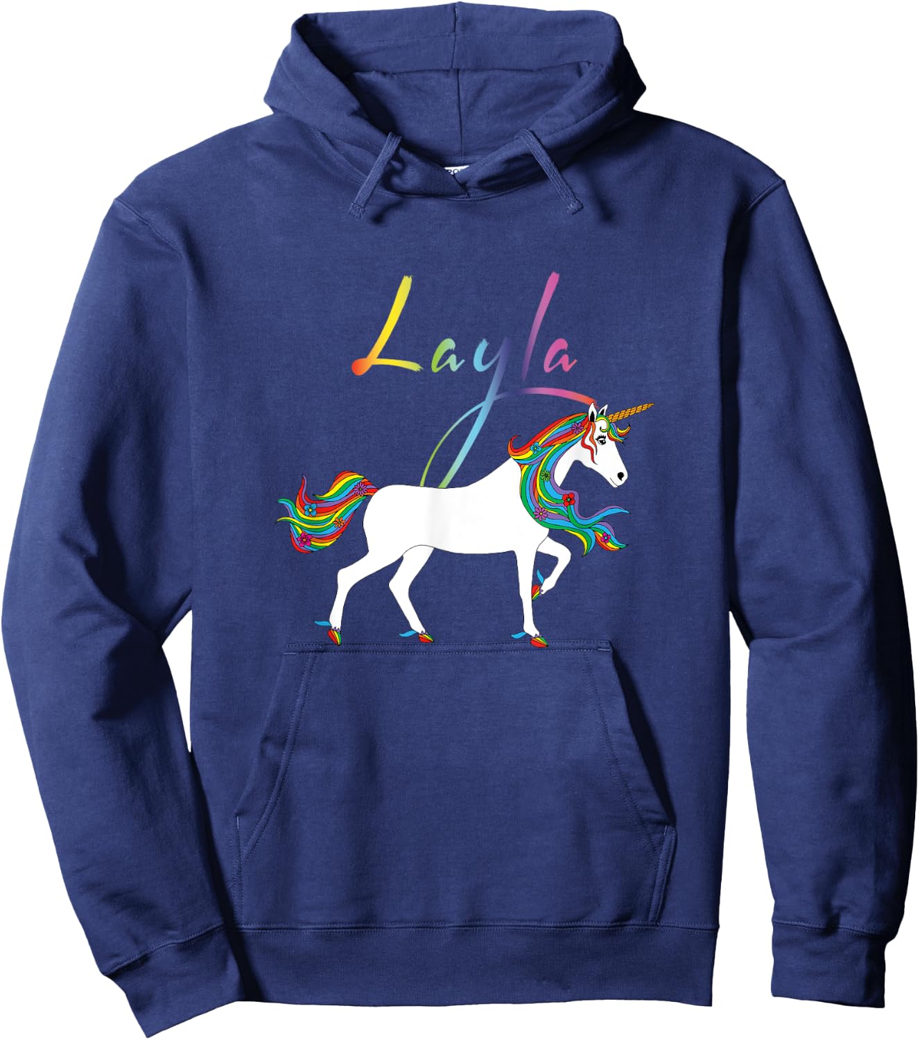 Layla Personalized First Name Unicorn Hoodie - Hoodie | Navy