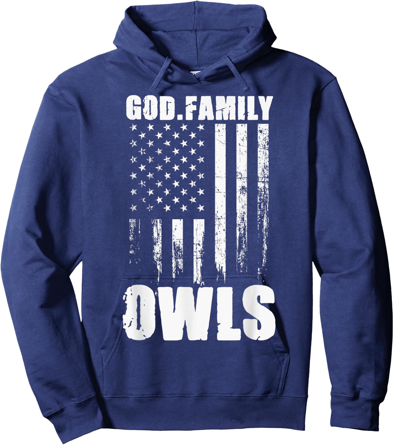 Joshua Owls God. Family. Vintage USA Flag Hoodie - Hoodie | Navy