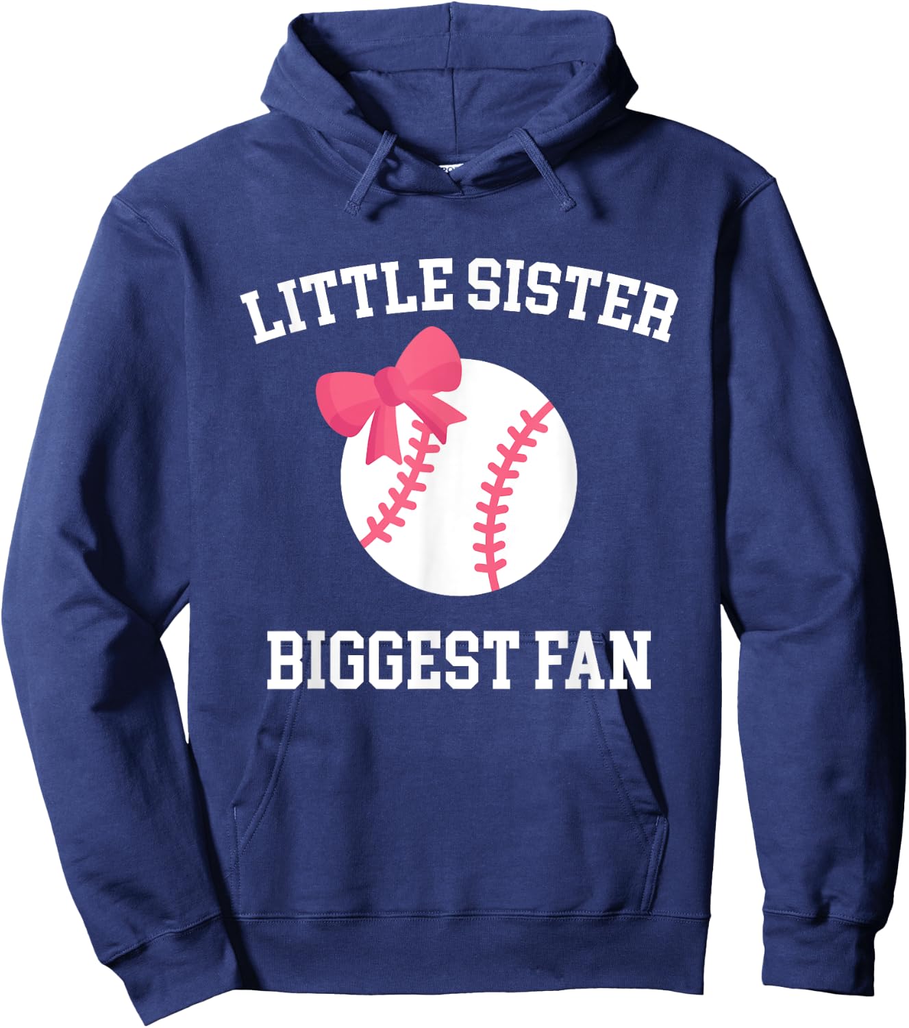 Little Sister Biggest Fan Baseball Baby Sister Hoodie - Hoodie | Navy