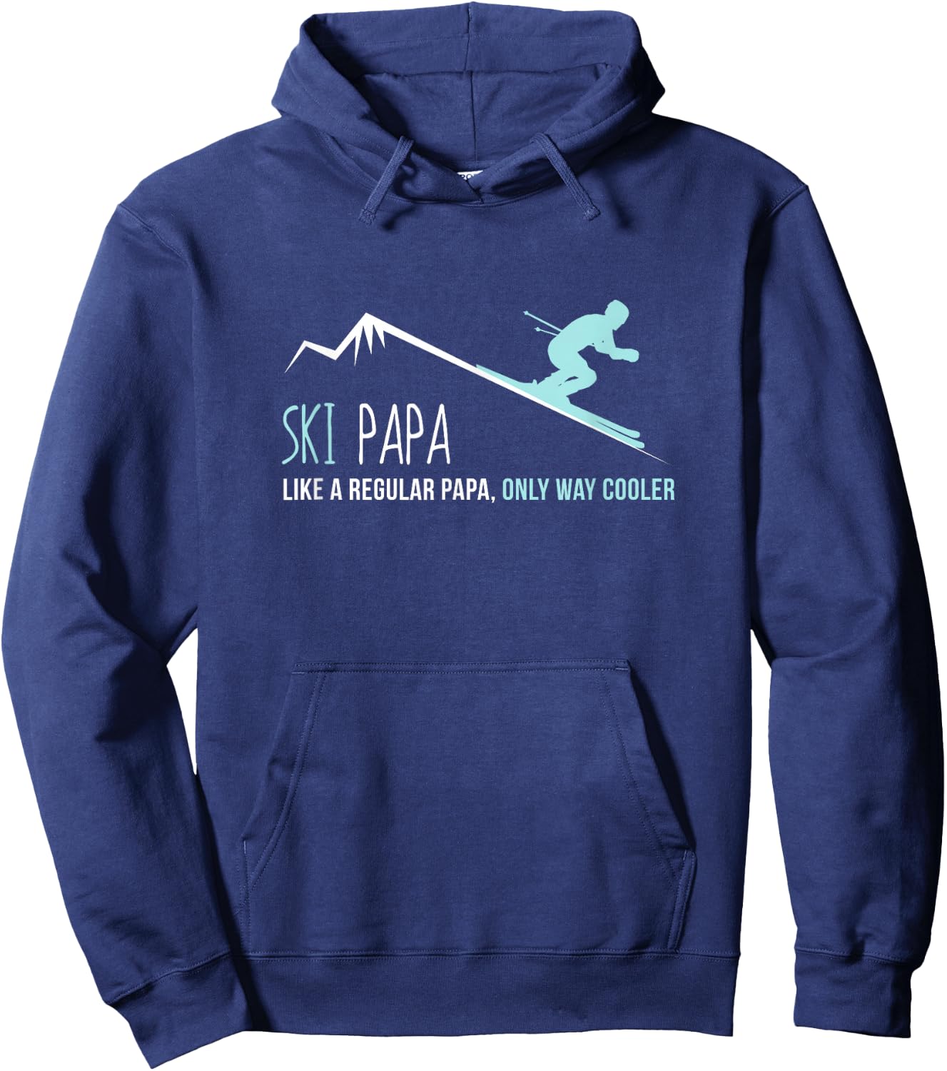 Ski Papa Shirt, Funny Cute Winter Skiing Gift Hoodie - Hoodie | Navy
