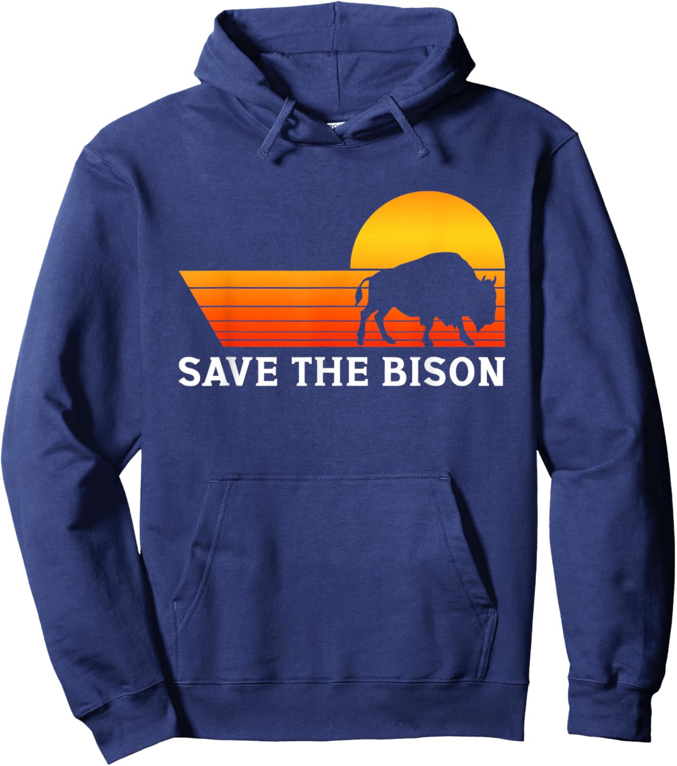 Save The Bison - Bison Buffalo Hoodie - Hoodie | Navy