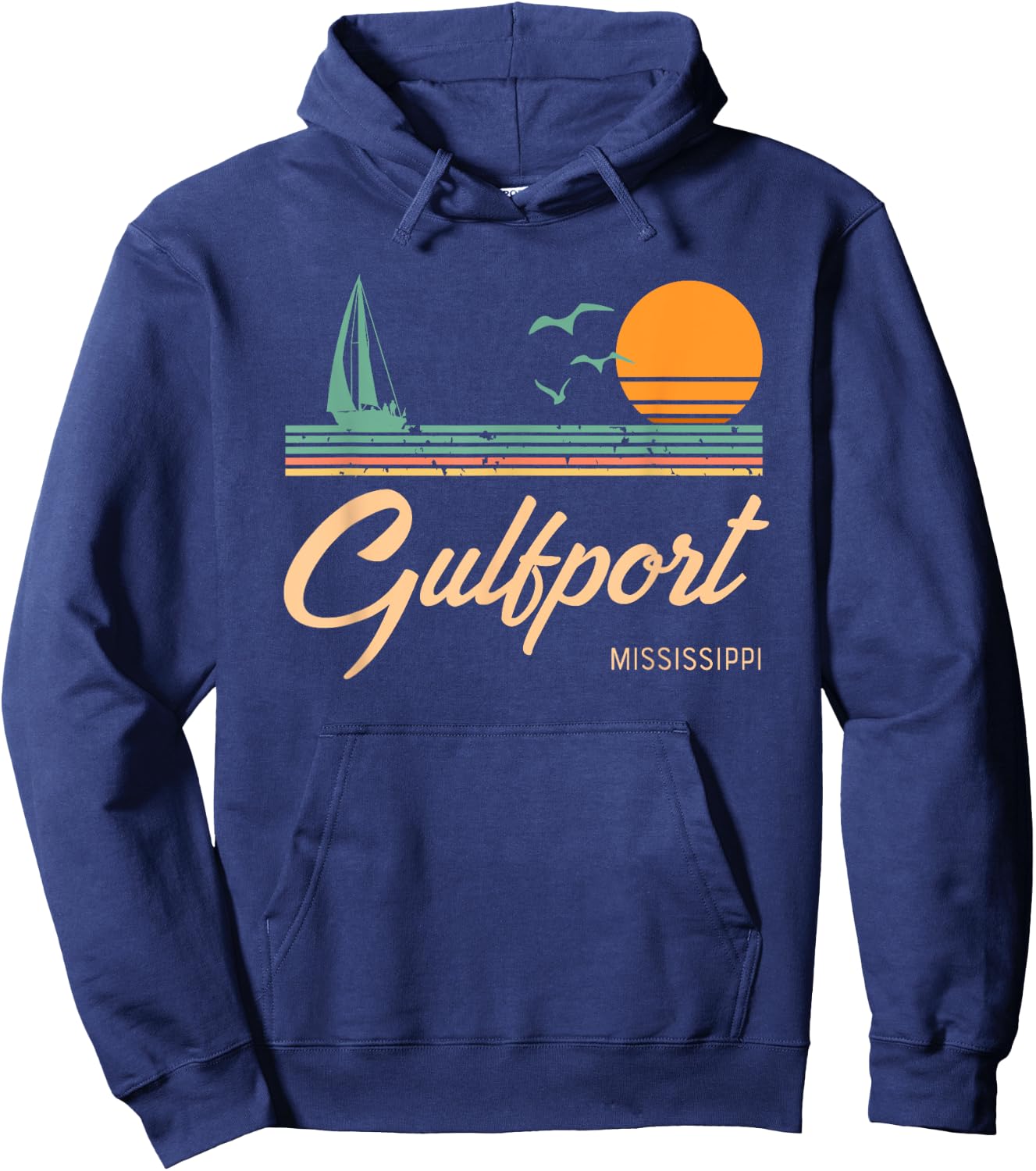 Vintage Gulfport Mississippi Hoodie - Hoodie | Navy