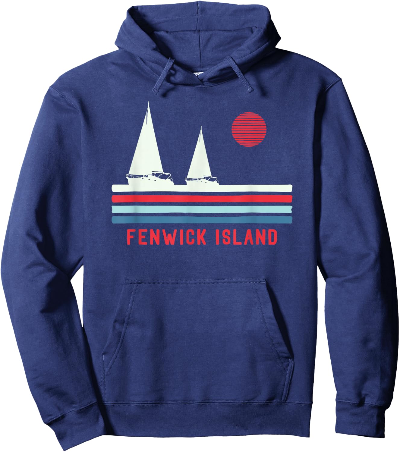 Fenwick Island DE Sailboat Vintage 80s Hoodie - Hoodie | Navy