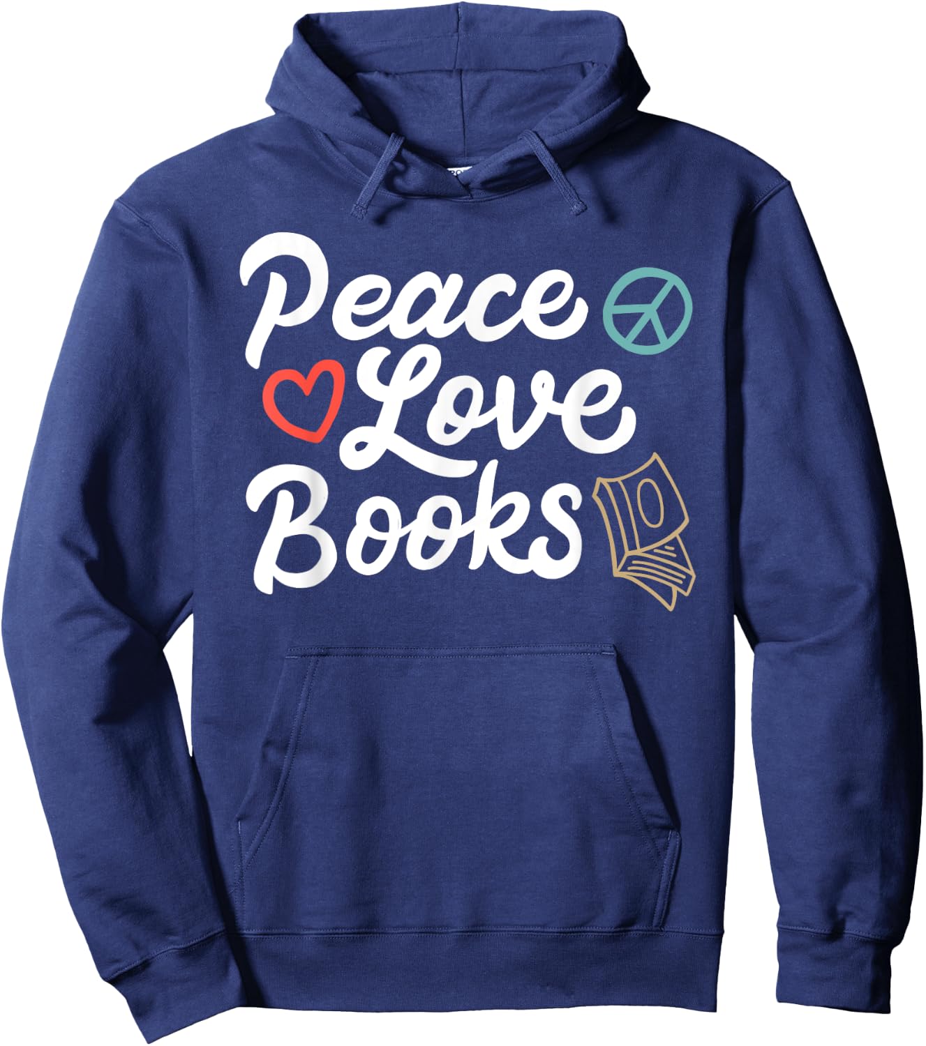 Peace Love Books Geeky & Cute Reading Hoodie - Hoodie | Navy
