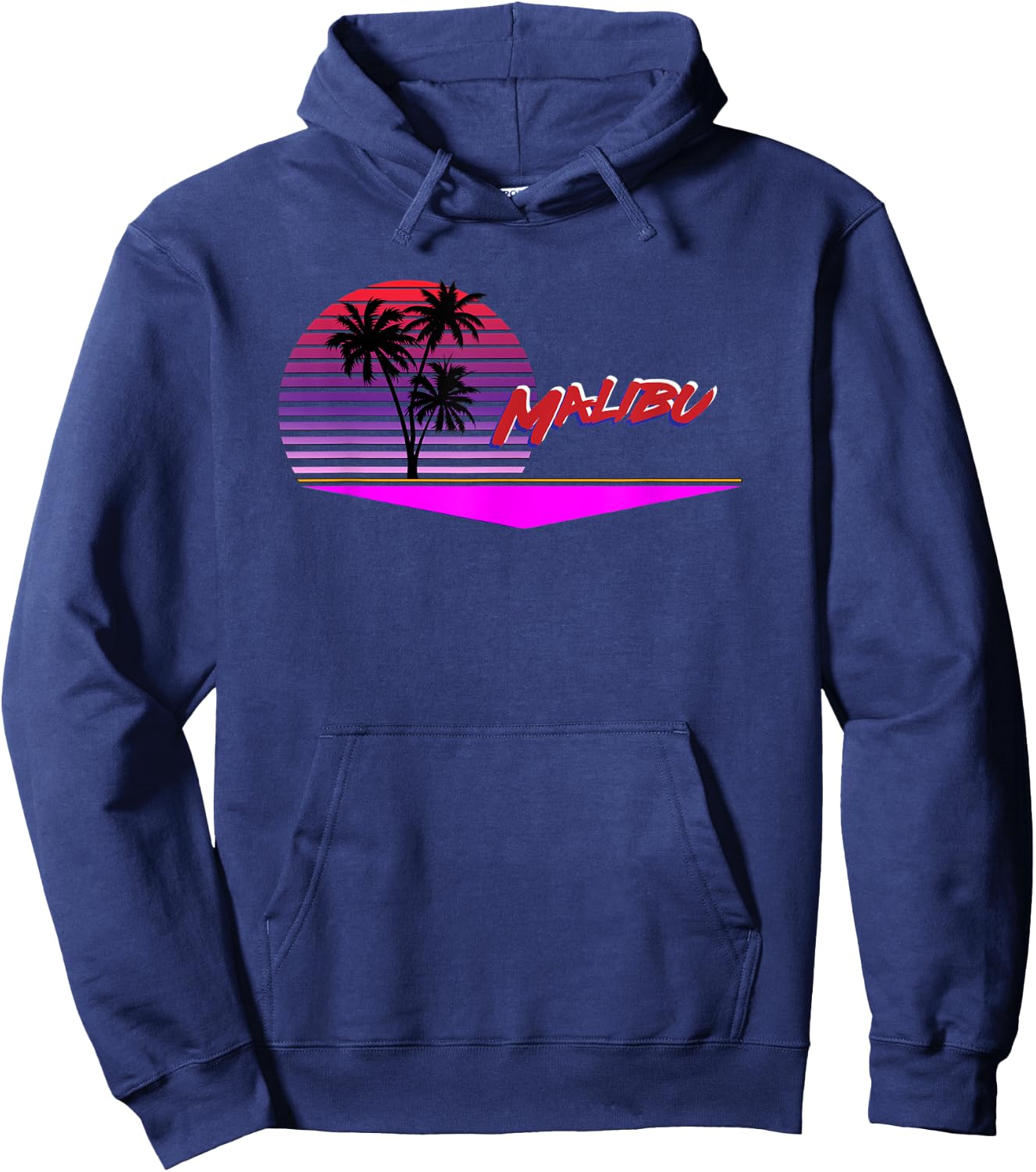 Retrowave 1980s Style Malibu California Shirt Hoodie - Hoodie | Navy