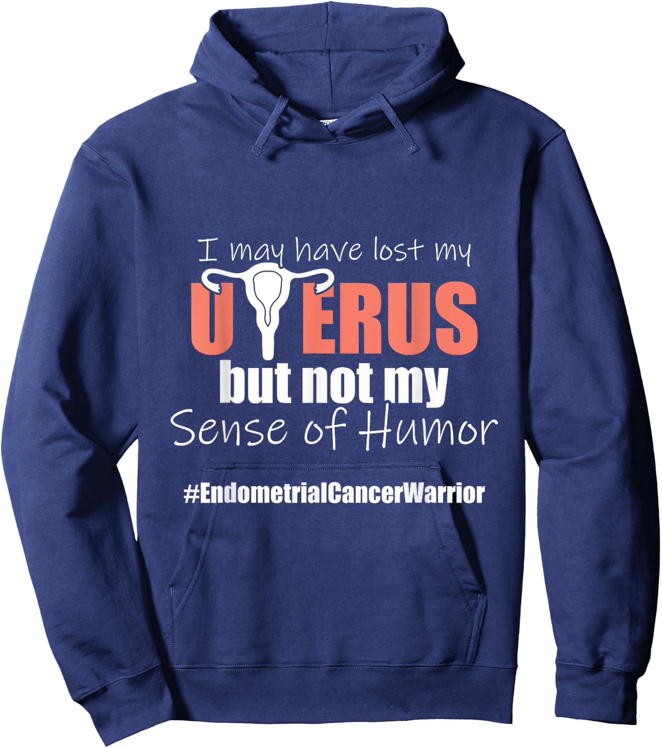 Endometrial Cancer Survivor Humor Peach Ribbon Hoodie - Hoodie | Navy