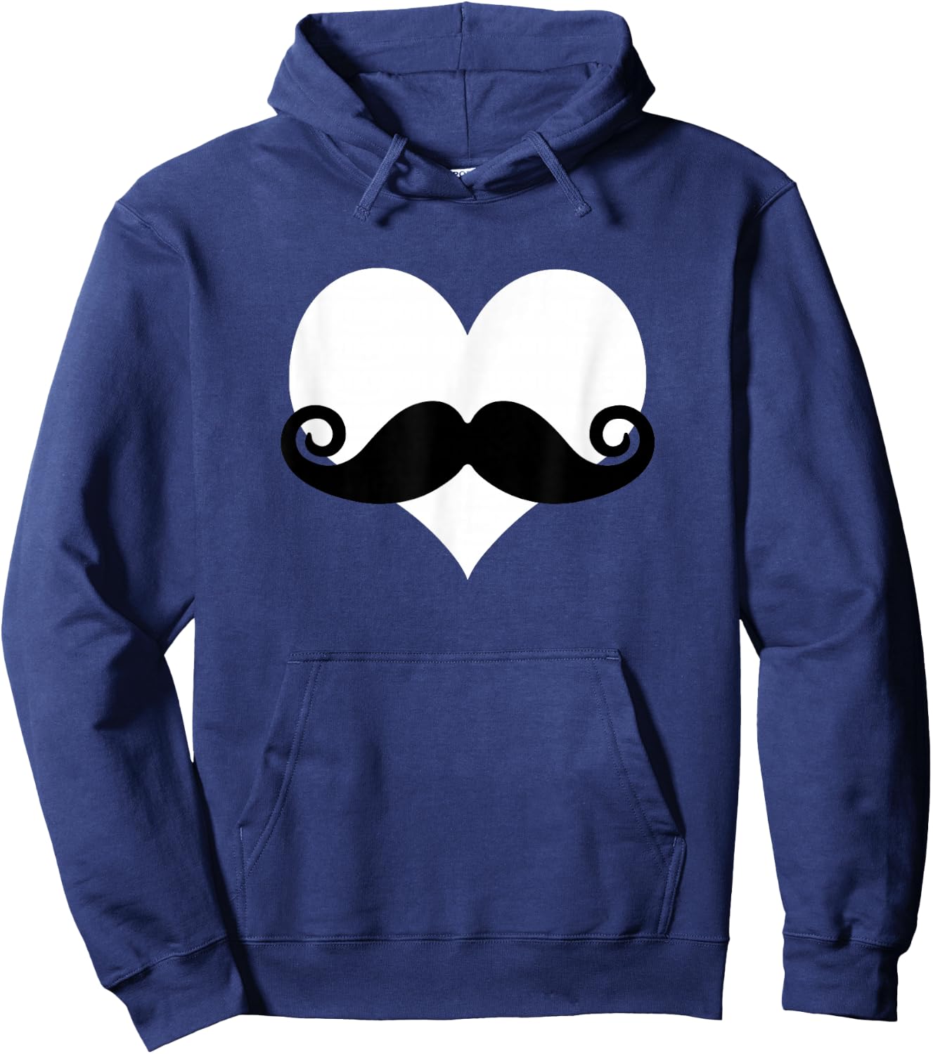 Mustache Heart Valentines Day Boys Hoodie - Hoodie | Navy