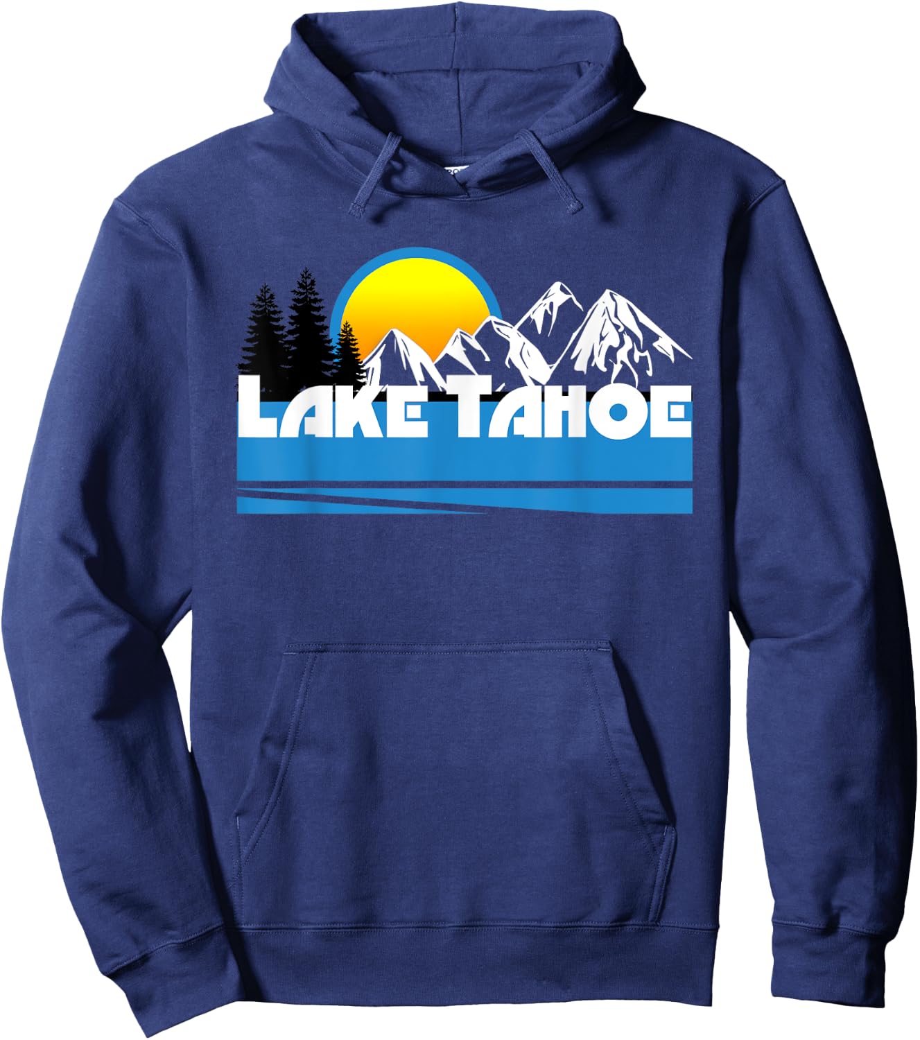 Lake Tahoe Retro 80s California & Nevada Ski Hoodie - Hoodie | Navy