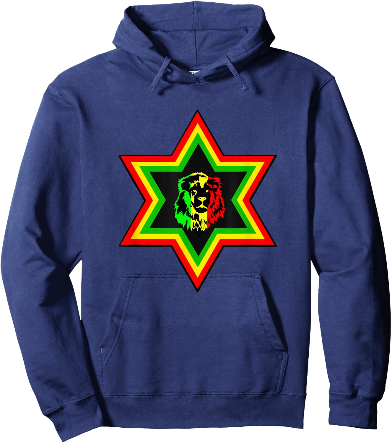 Rasta Star of David Lion of Judah Hoodie - Hoodie | Navy