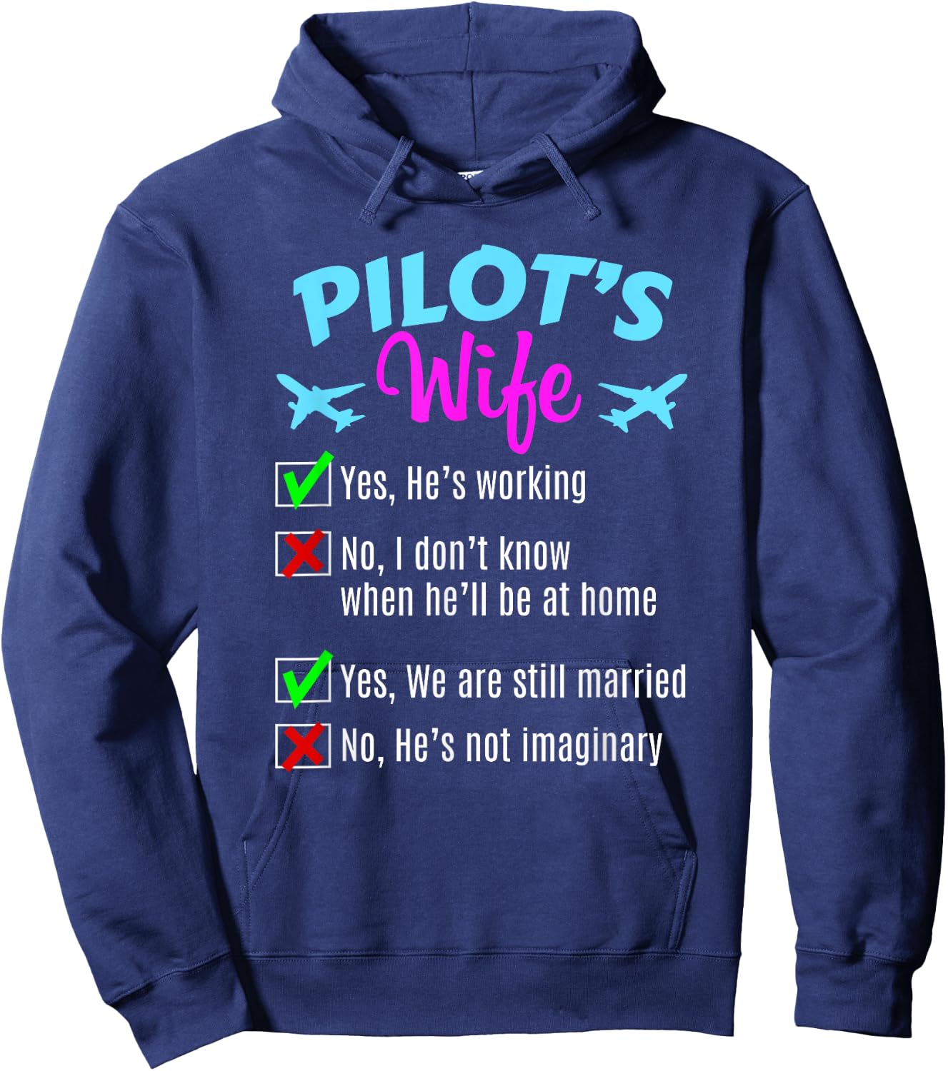 Commercial Airline Pilot Wife Hoodie - Hoodie | Navy
