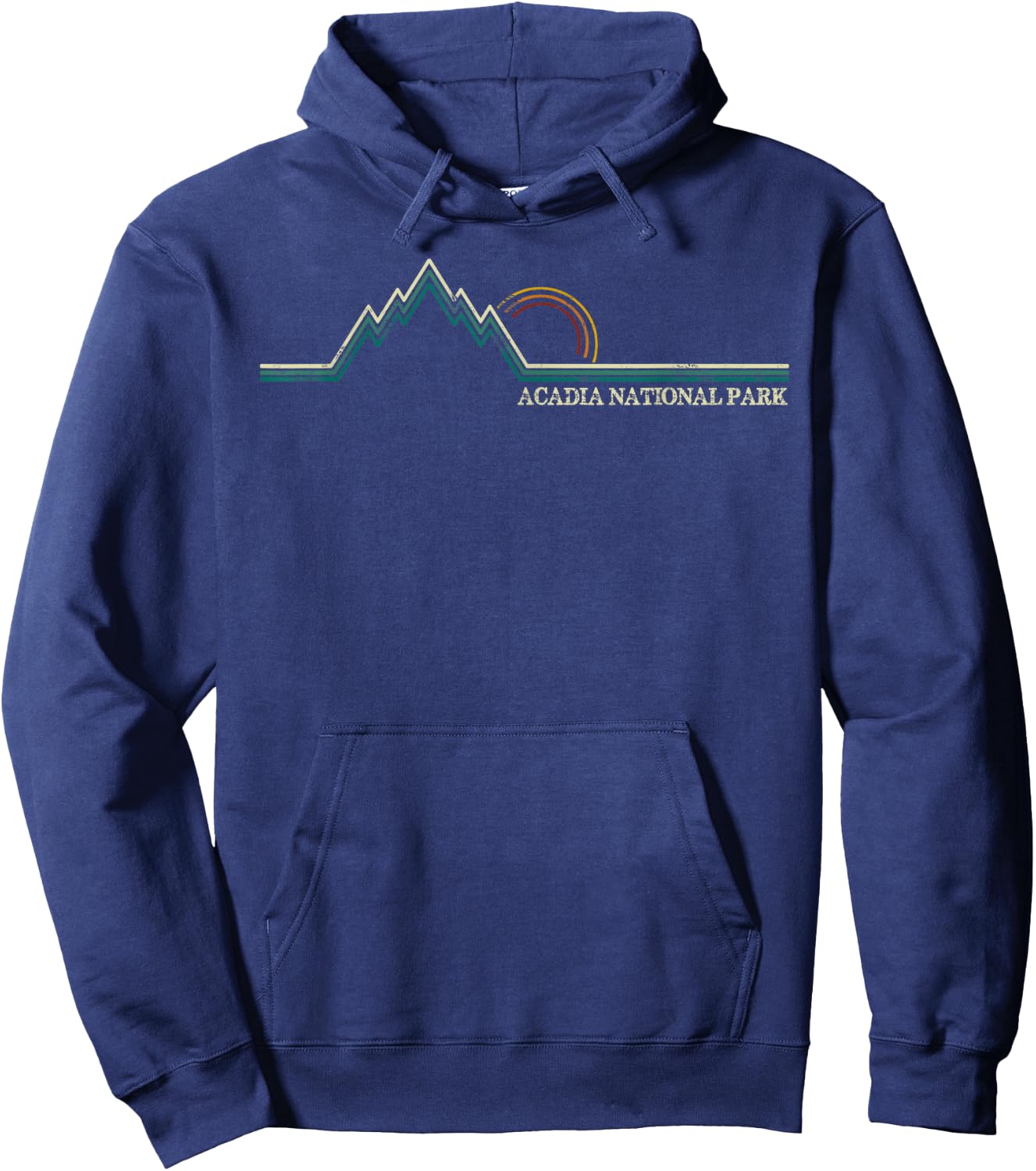 Retro Acadia National Park Maine Summer Hoodie - Hoodie | Navy