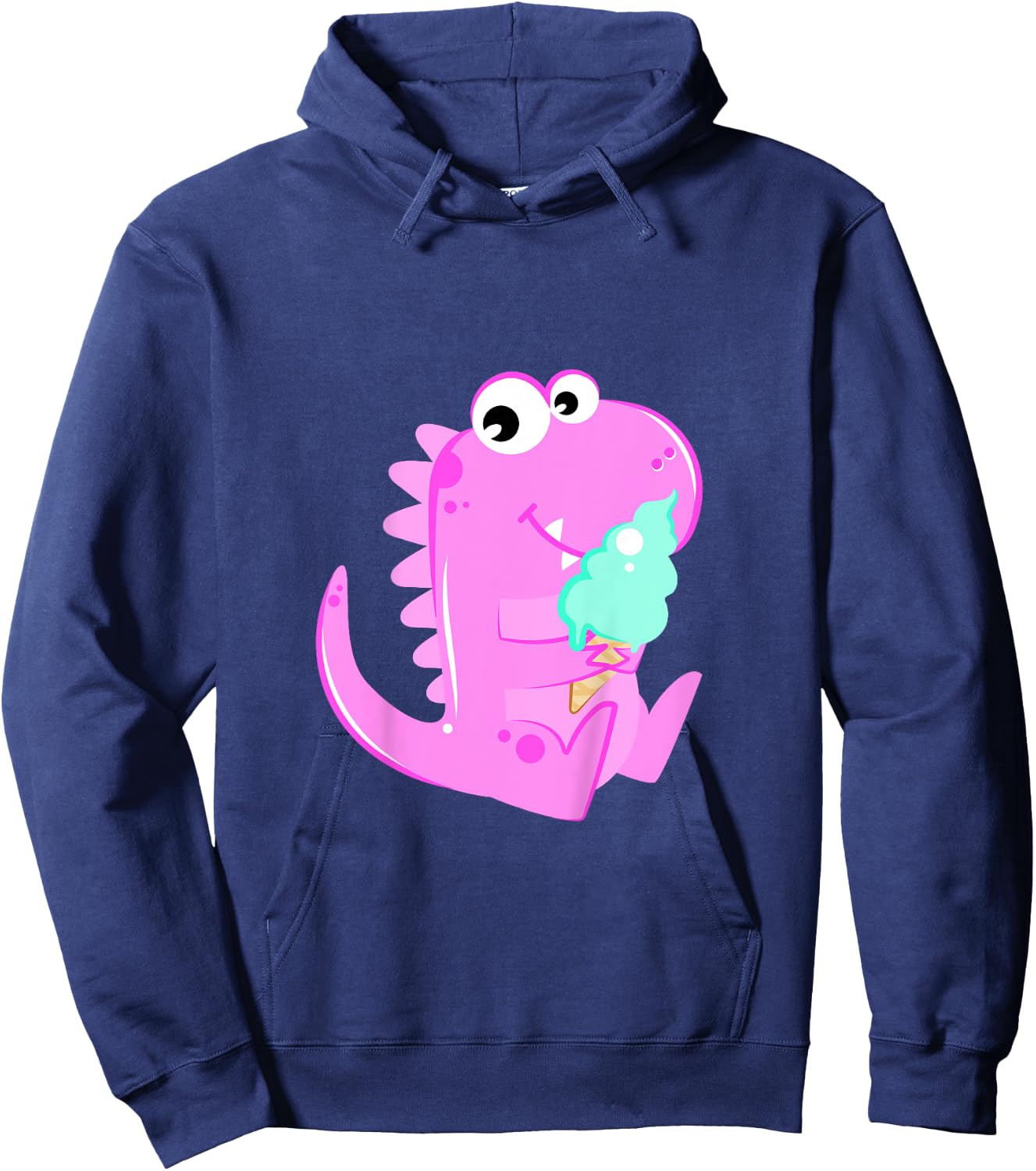 Pink Dinosaur Dino Eating Ice Cream For Girls Hoodie - Hoodie | Navy