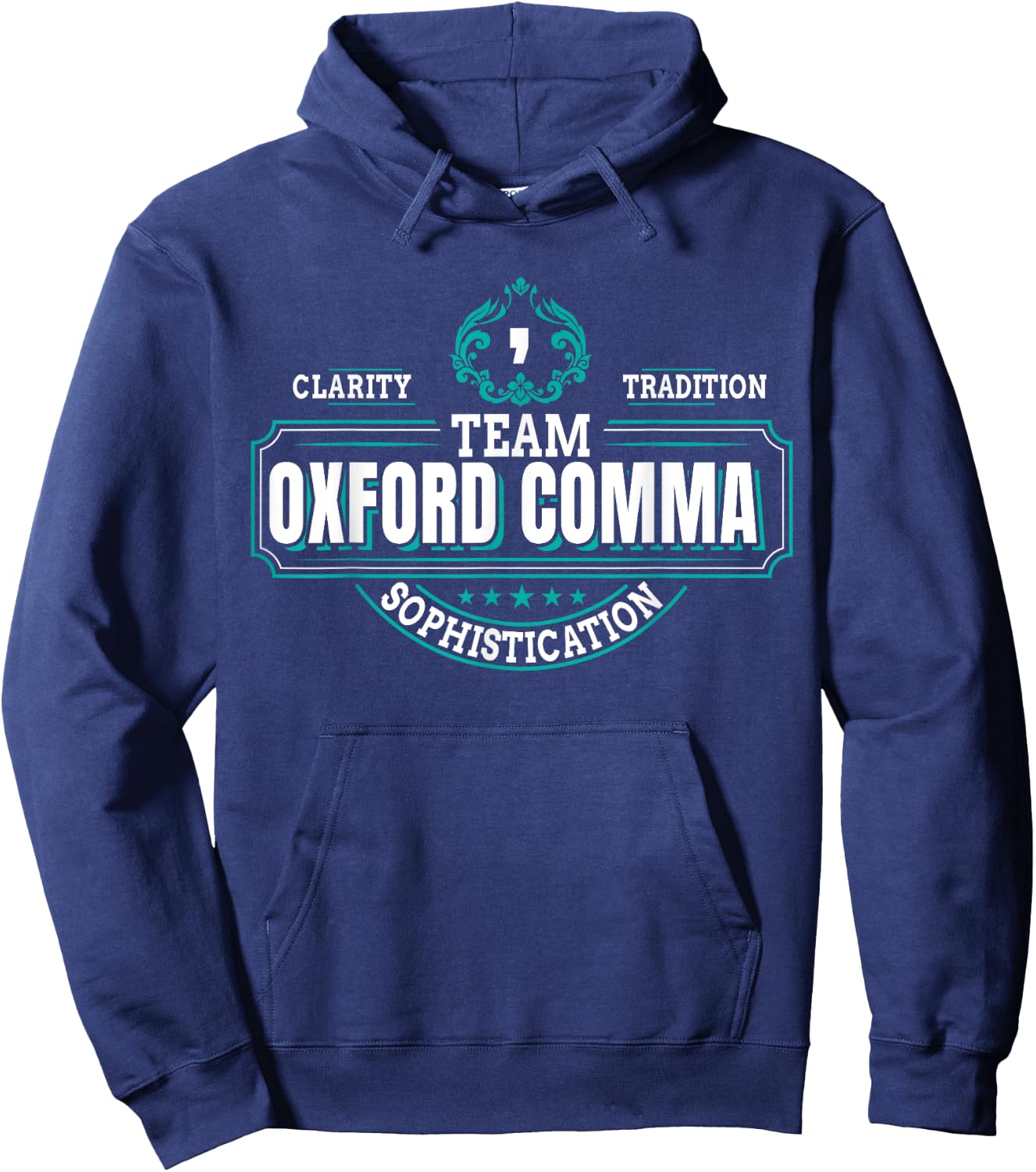 Funny Grammar Police I Team Oxford Comma Hoodie - Hoodie | Navy