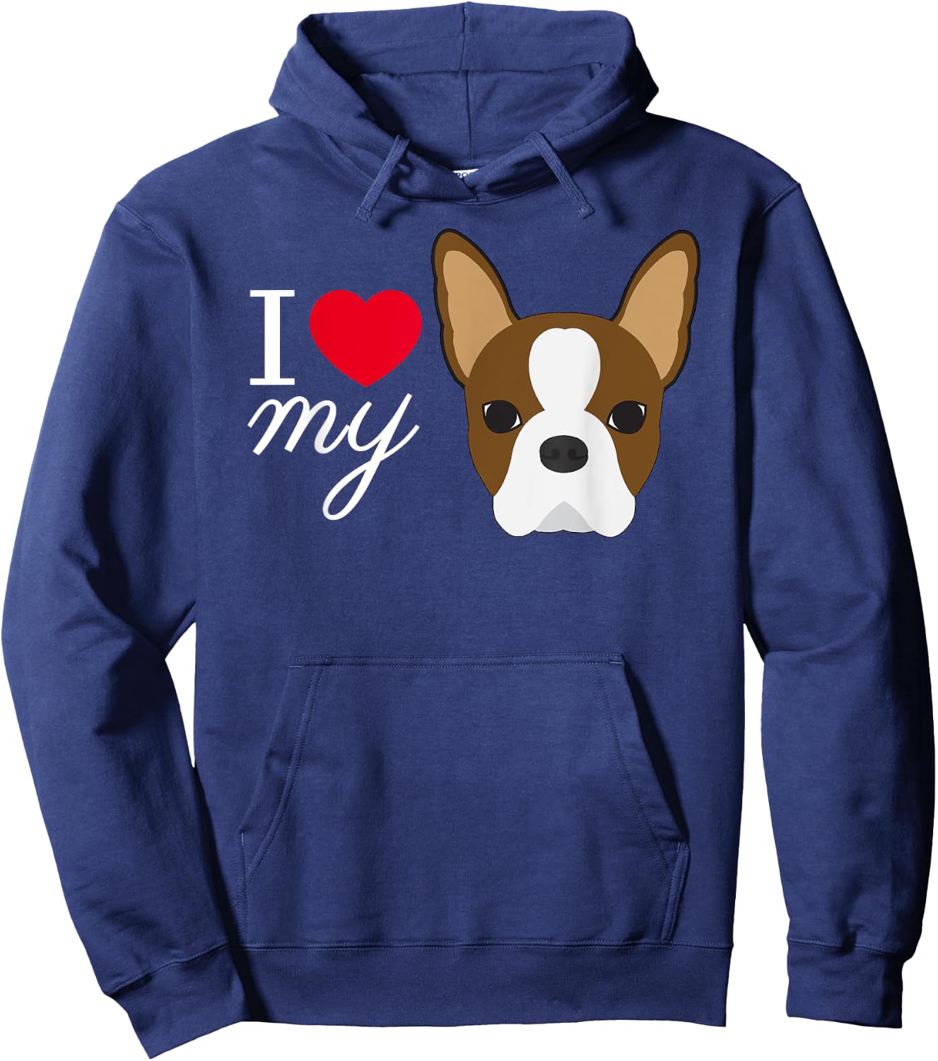 Red Boston Terrier Love Hoodie - Hoodie | Navy