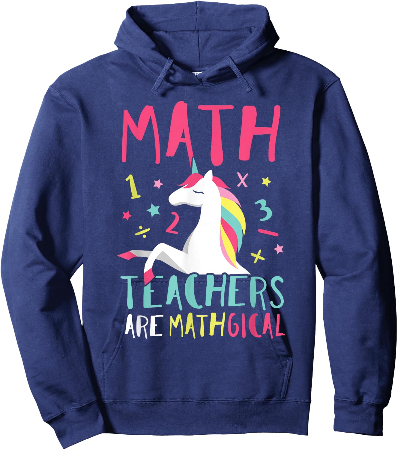 Unicorn Funny Math Teacher Top Women Girls Kids Hoodie - Hoodie | Navy