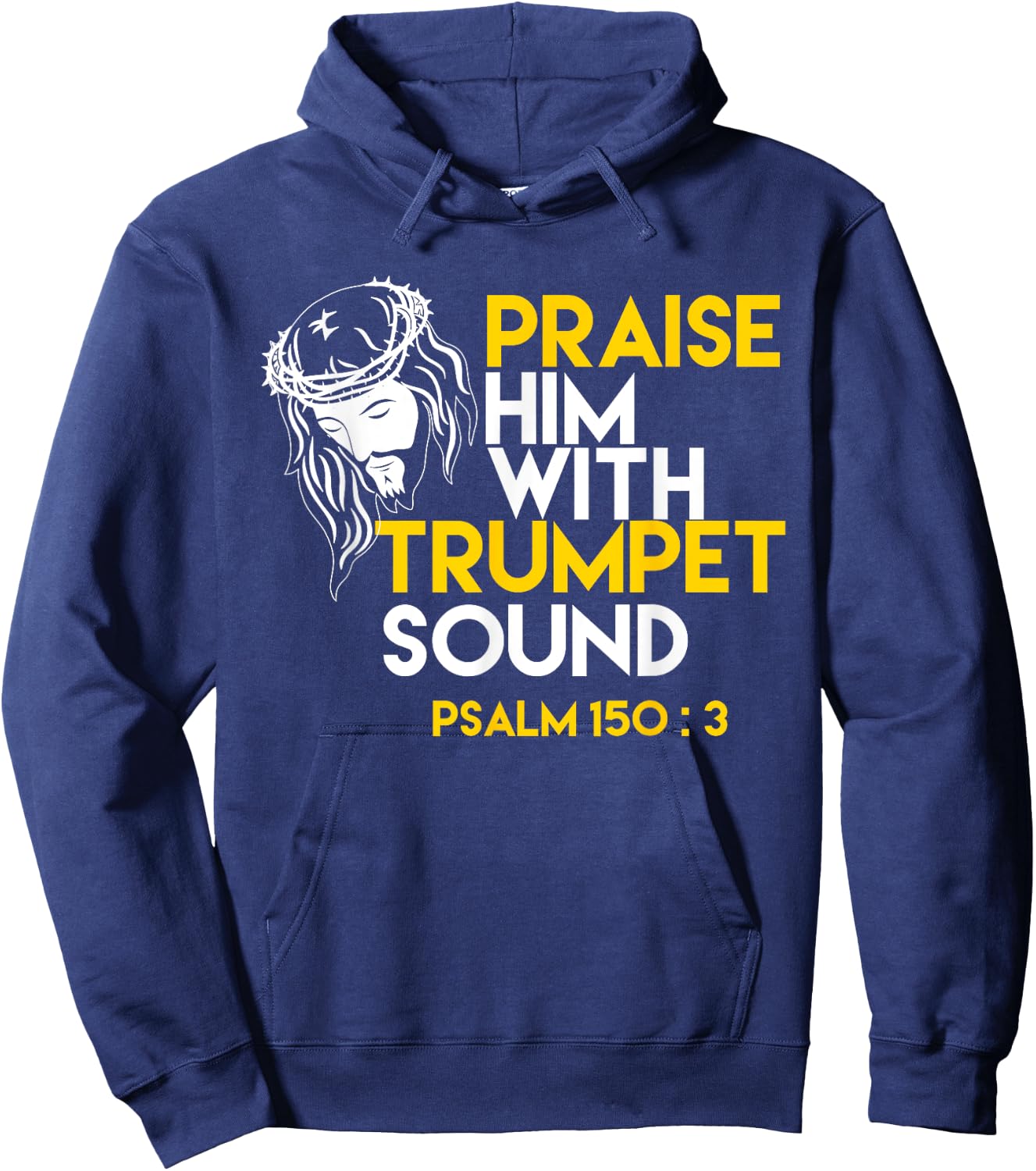 Psalm 150:3 Trumpet Bible Verse Hoodie - Hoodie | Navy