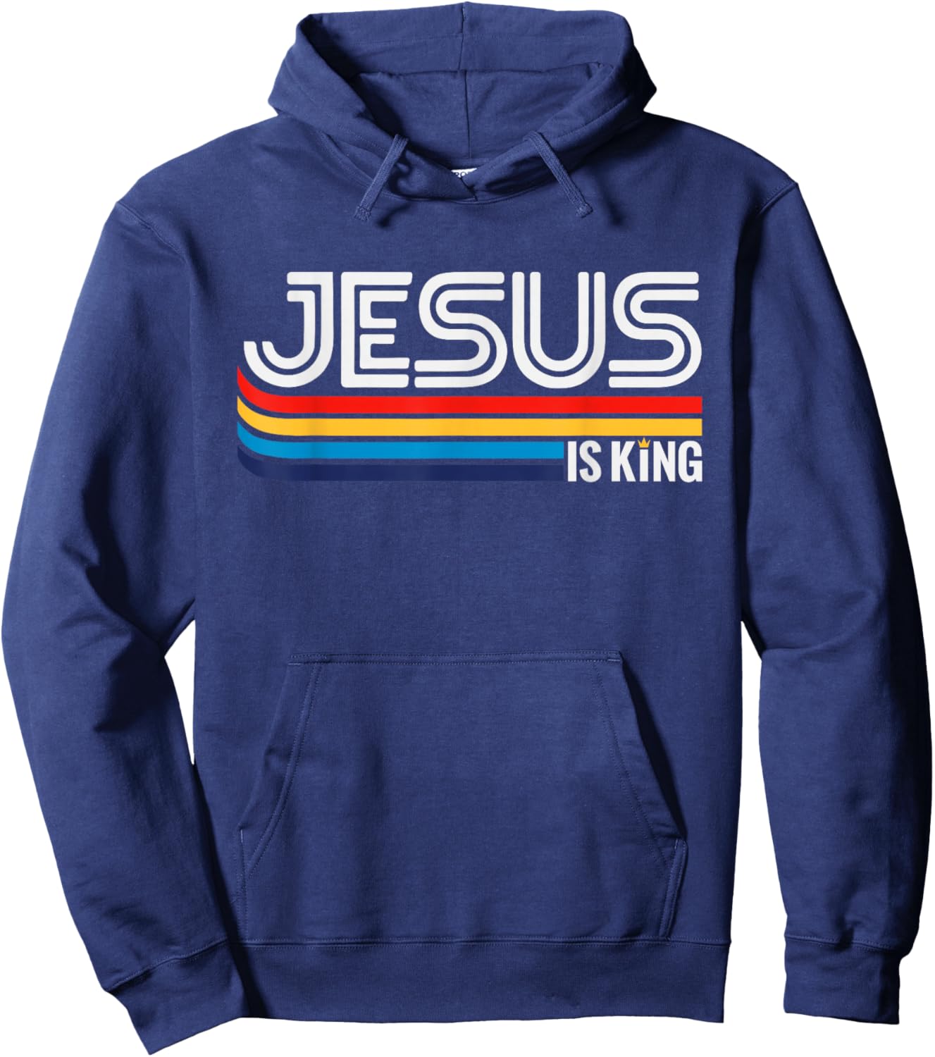 Jesus is King Retro Vintage Christian Shirt Hoodie - Hoodie | Navy