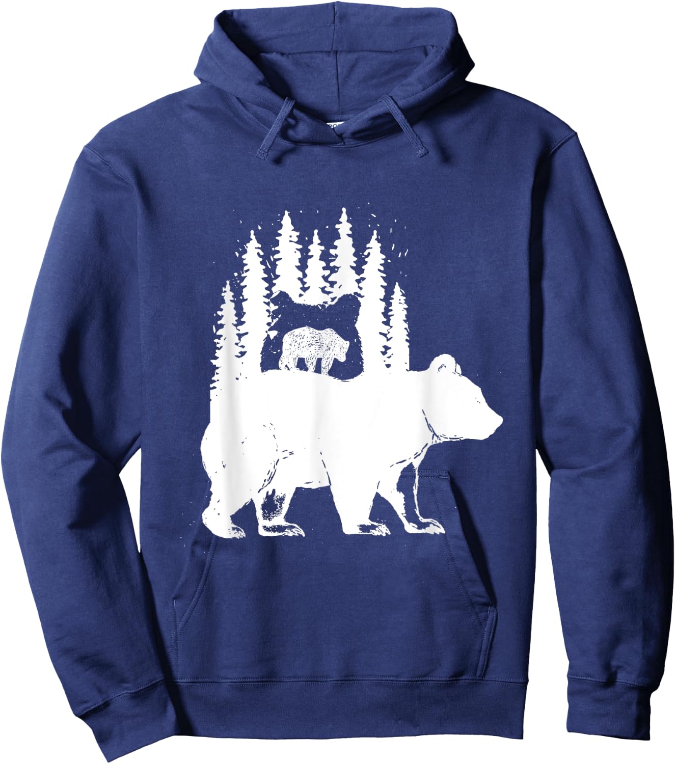 Little Bear Over Bear Unique Silhouette Animal Hoodie - Hoodie | Navy