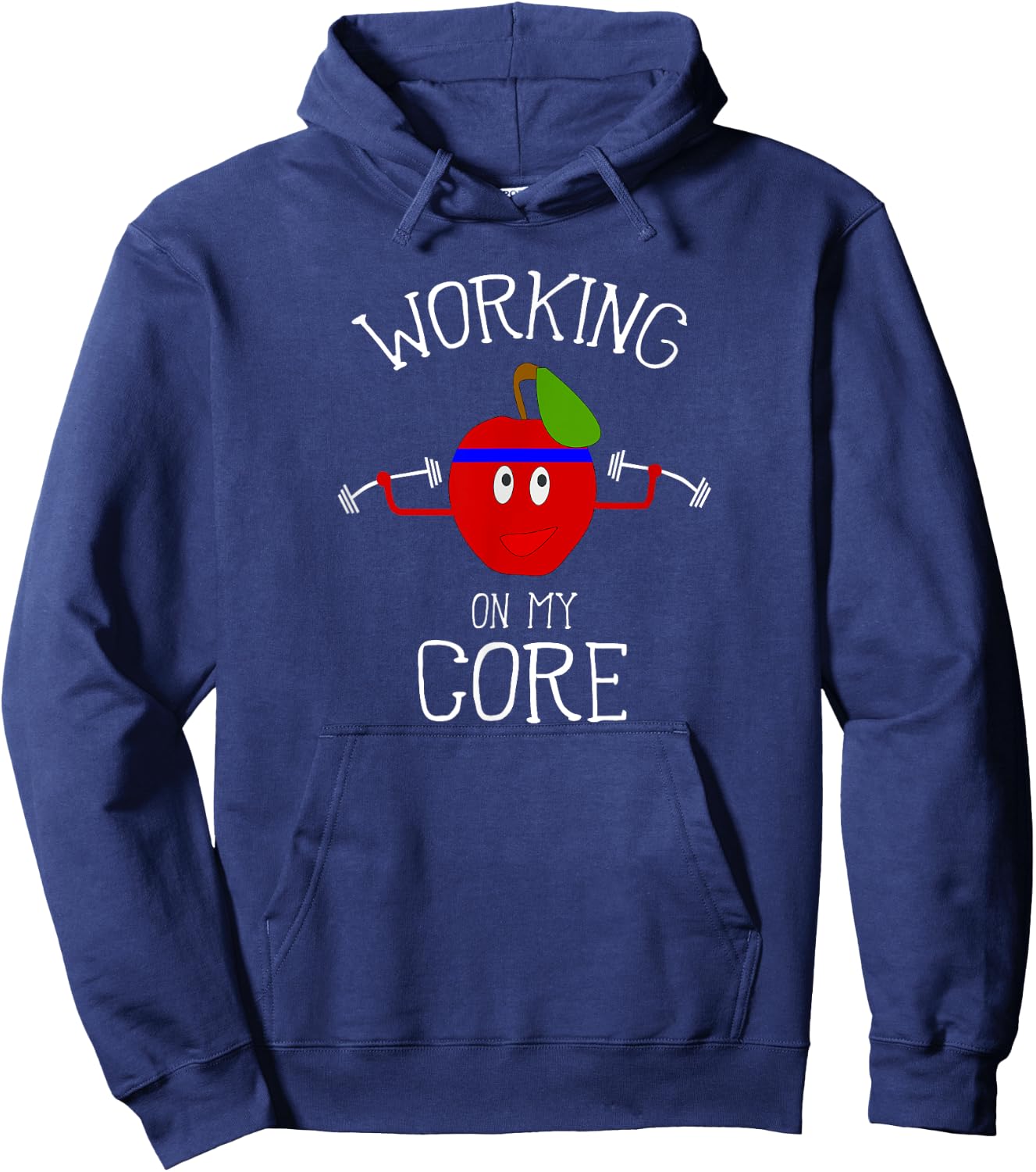 Working On My Core Funny Apple Workout Hoodie - Hoodie | Navy