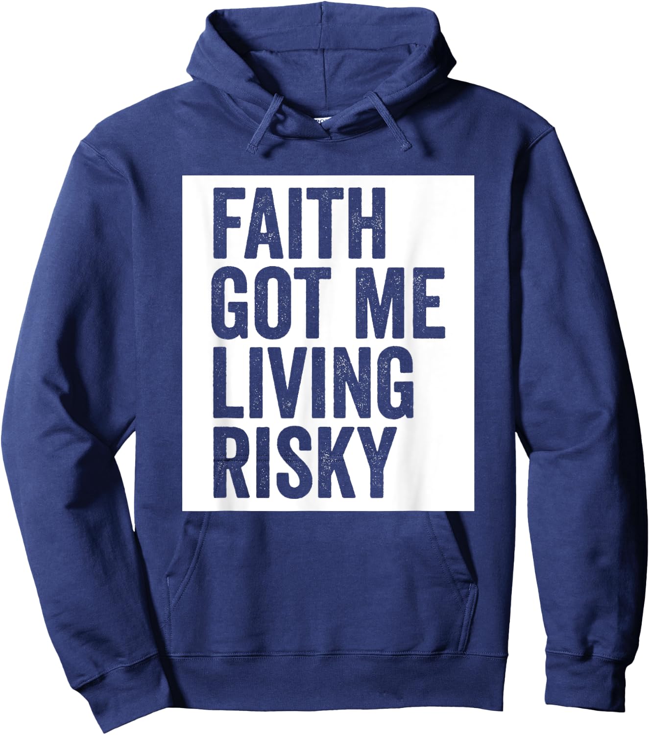 Faith Got Me Living Risky Hoodie - Hoodie | Navy