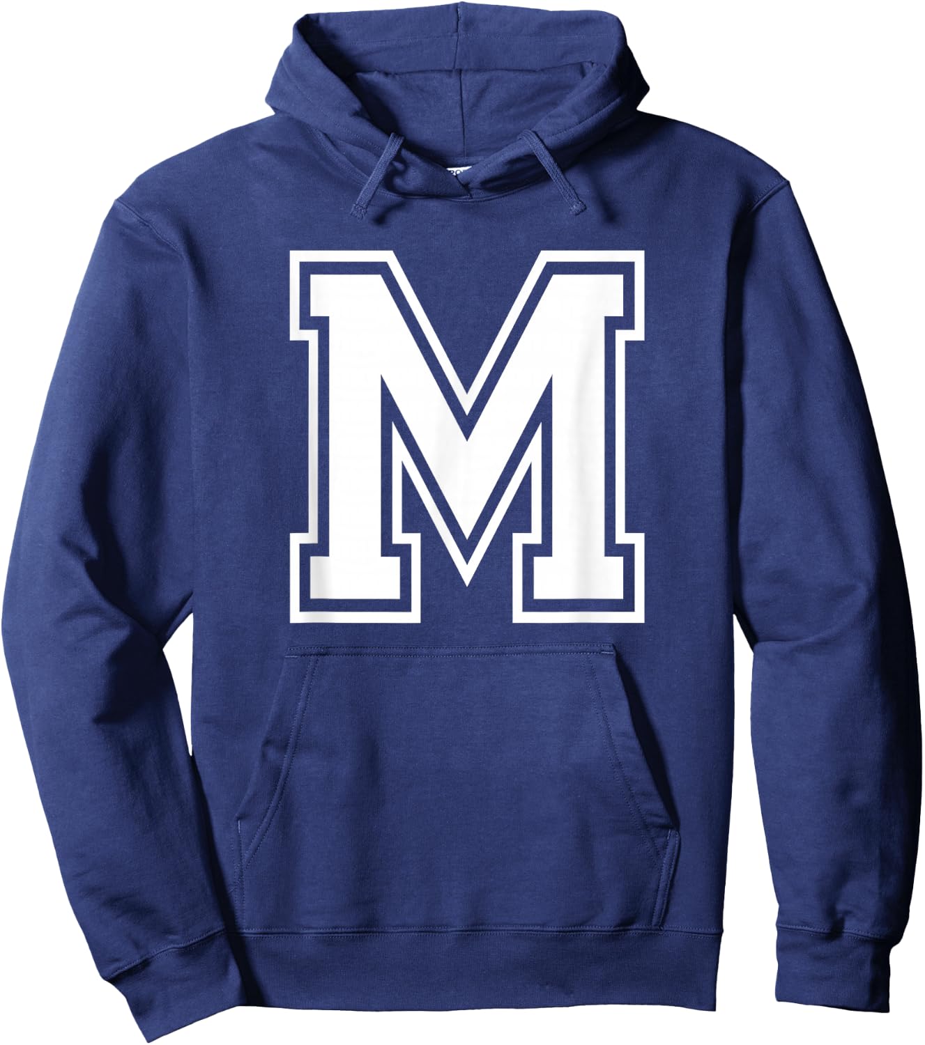 Letter M Name Initial Varsity Alphabet Monogram Hoodie - Hoodie | Navy