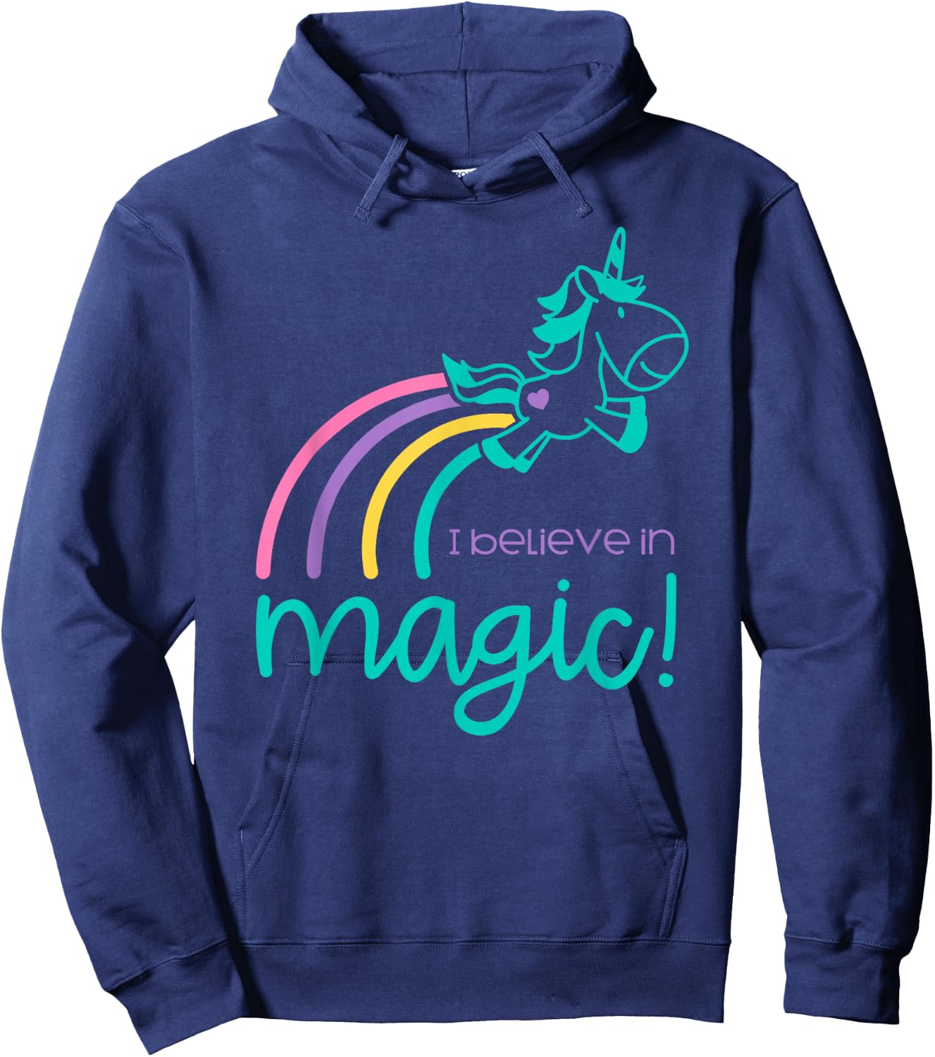 I Believe In Magic Colorful Unicorn Hoodie - Hoodie | Navy
