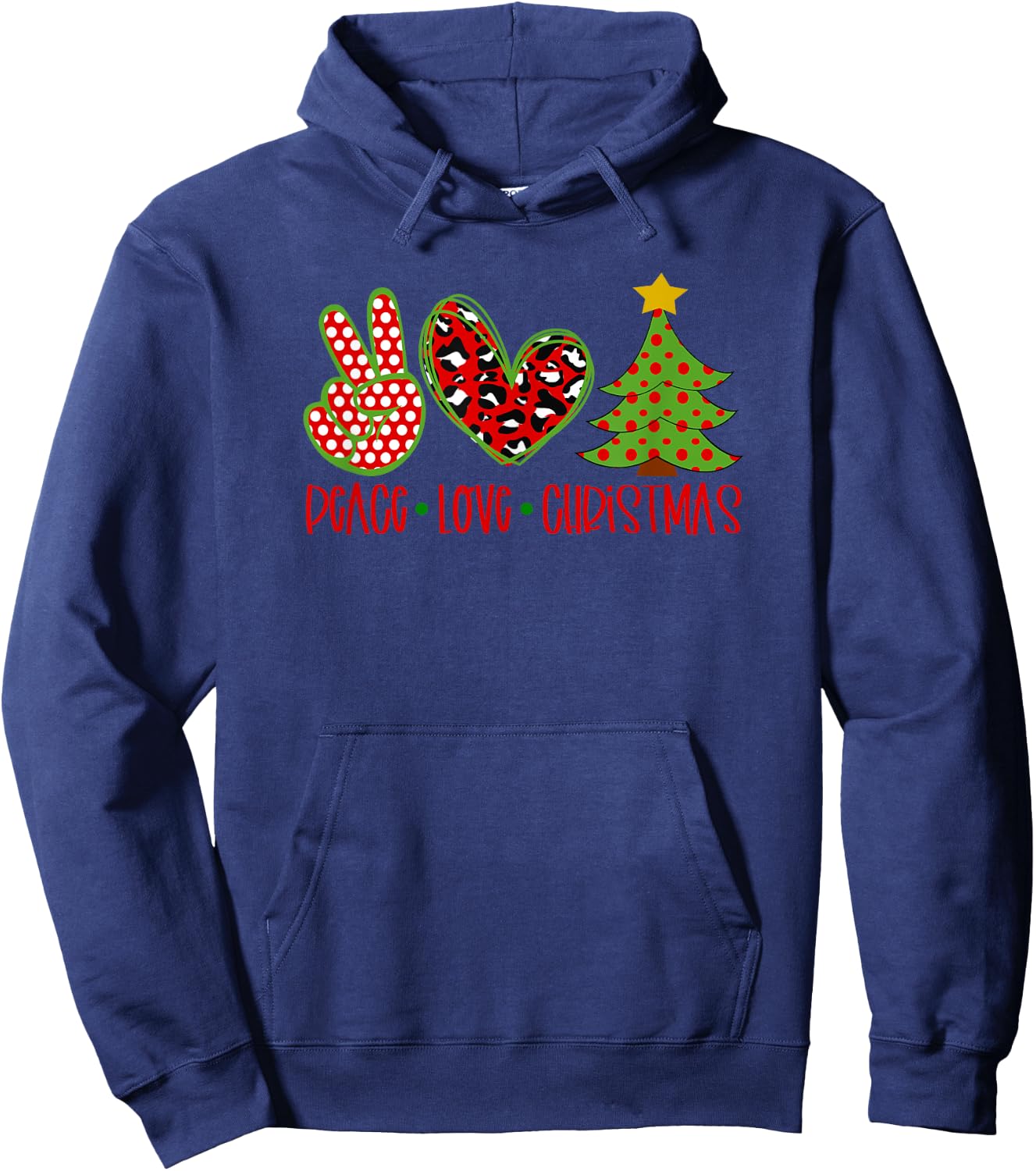 Peace Love Christmas Hoodie - Hoodie | Navy