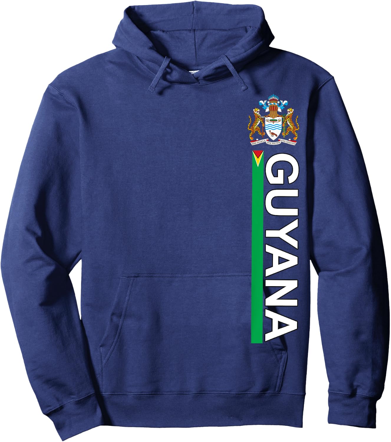 Guyana National Pride Left Side Image Sporty Hoodie - Hoodie | Navy