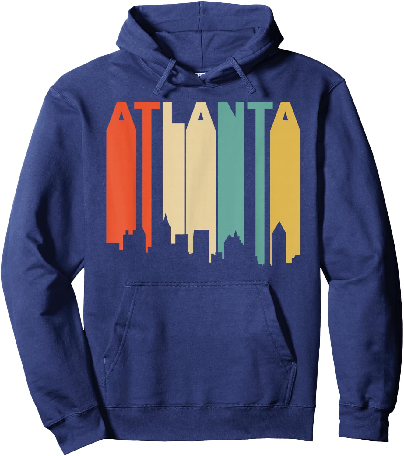 Retro 1970's Style Atlanta Georgia Skyline Hoodie - Hoodie | Navy