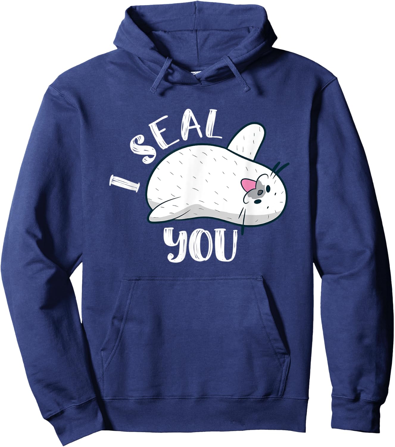 Sweet "I Seal You" Harp Seal Hoodie - Hoodie | Navy