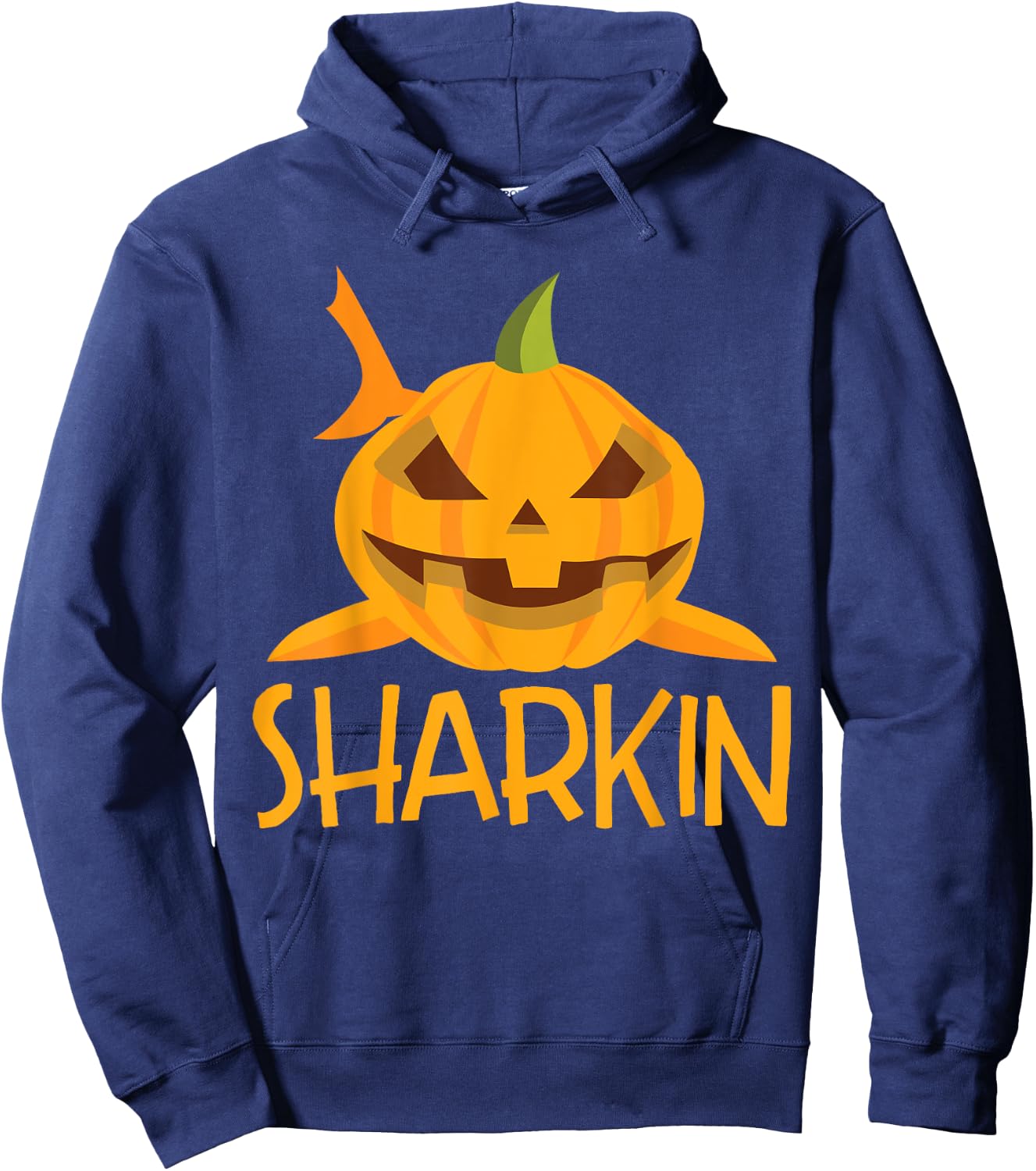 Halloween Shark Sharkin Pumpkin Costume Funny Hoodie - Hoodie | Navy