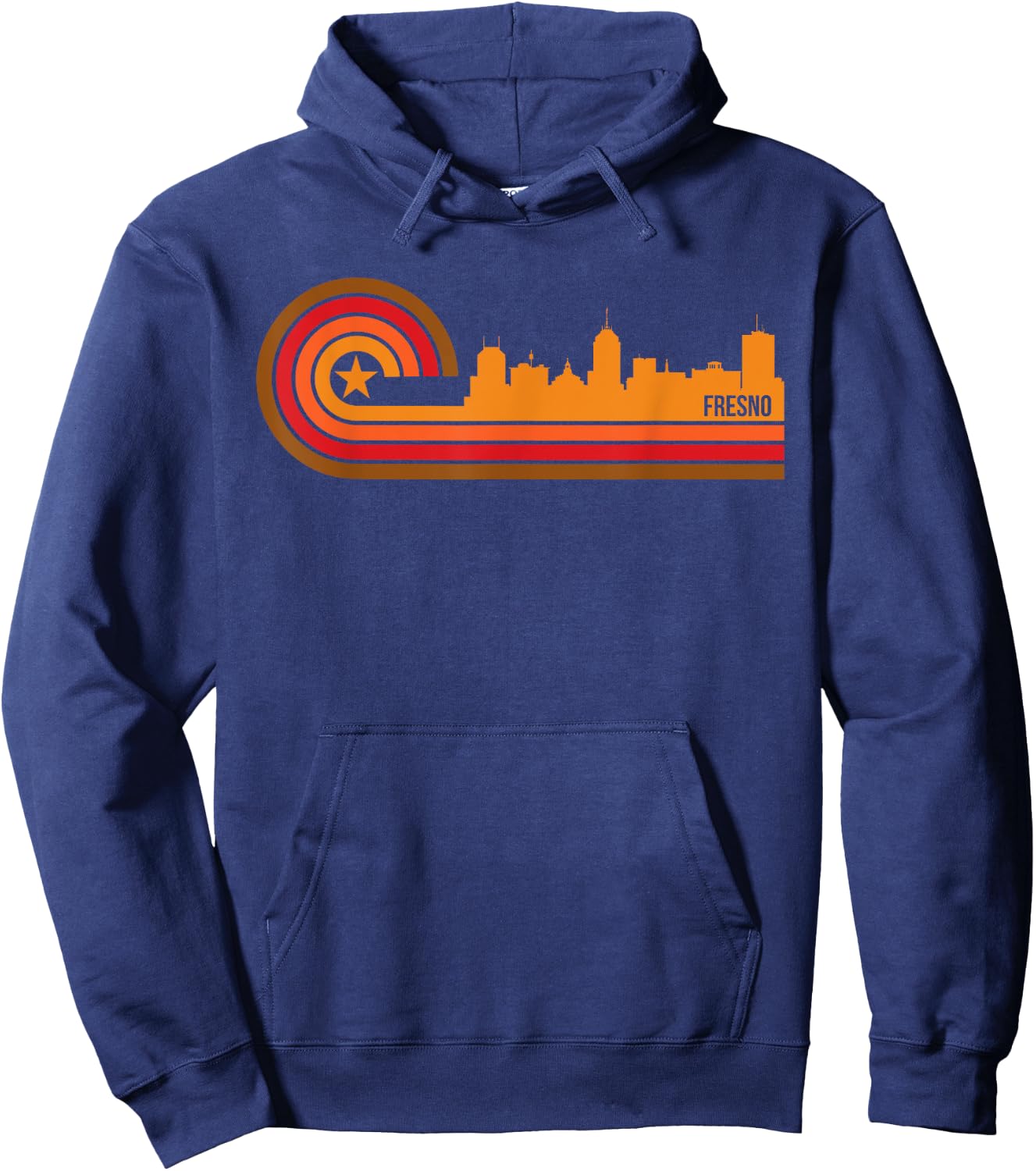 Retro Fresno - Fresno CA Skyline Shirt Hoodie - Hoodie | Navy