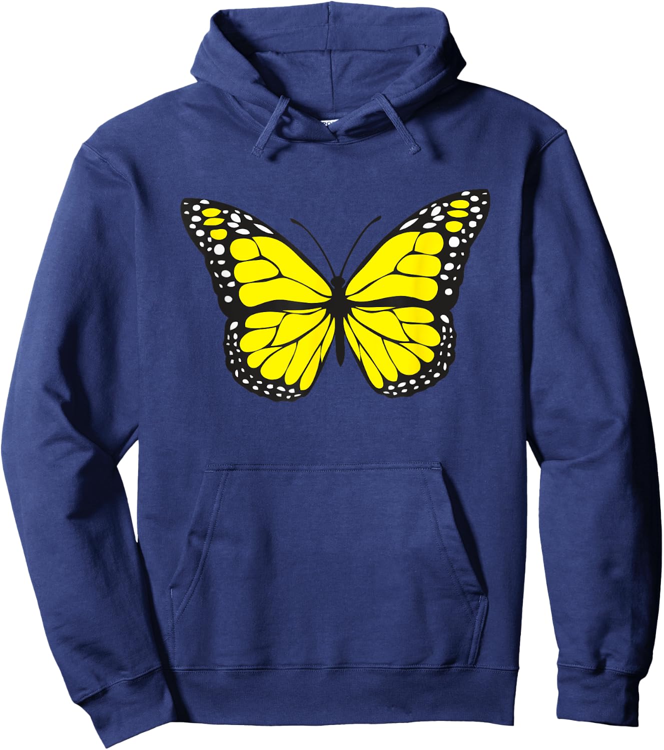 Cute Colorful Yellow Butterfly Hoodie - Hoodie | Navy