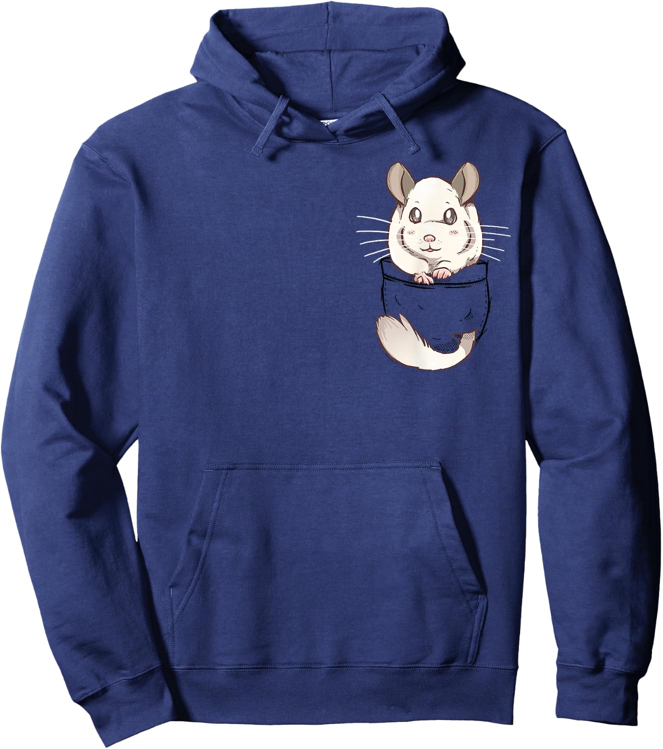 Pocket Cute White Fur Chinchilla Hoodie - Hoodie | Navy