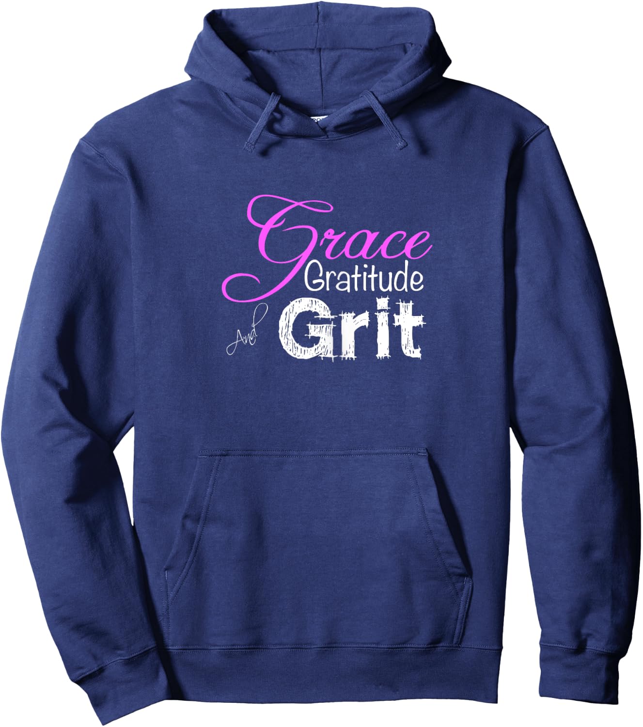 Cute Grace Gratitude and Grit Strong Woman Hoodie - Hoodie | Navy