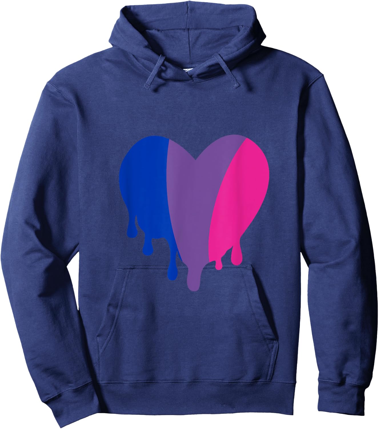 Blue Purple and Pink Dripping Heart Hoodie - Hoodie | Navy