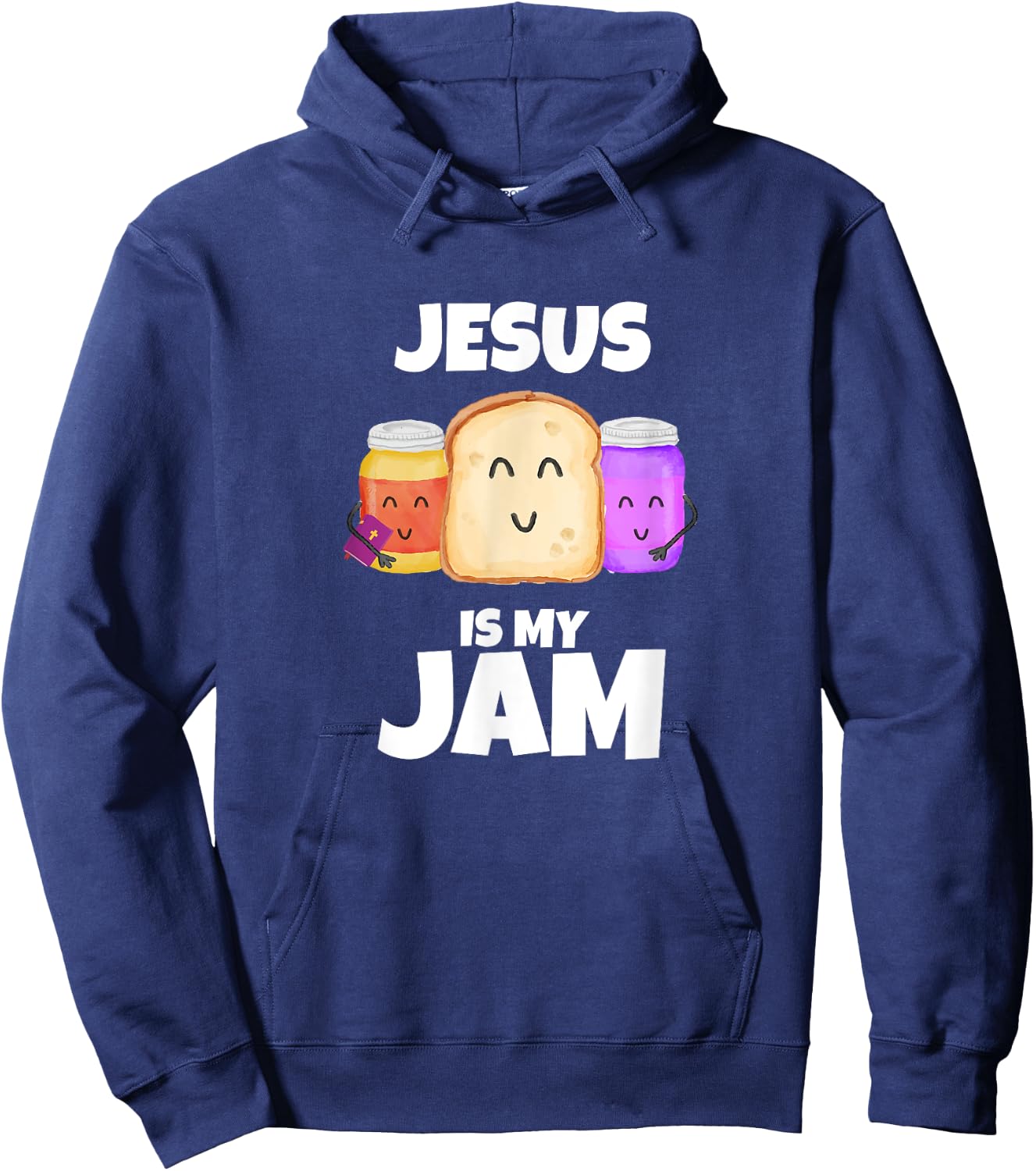 Jesus is my Jam Funny Bible Holding Jam Graphic Hoodie - Hoodie | Navy