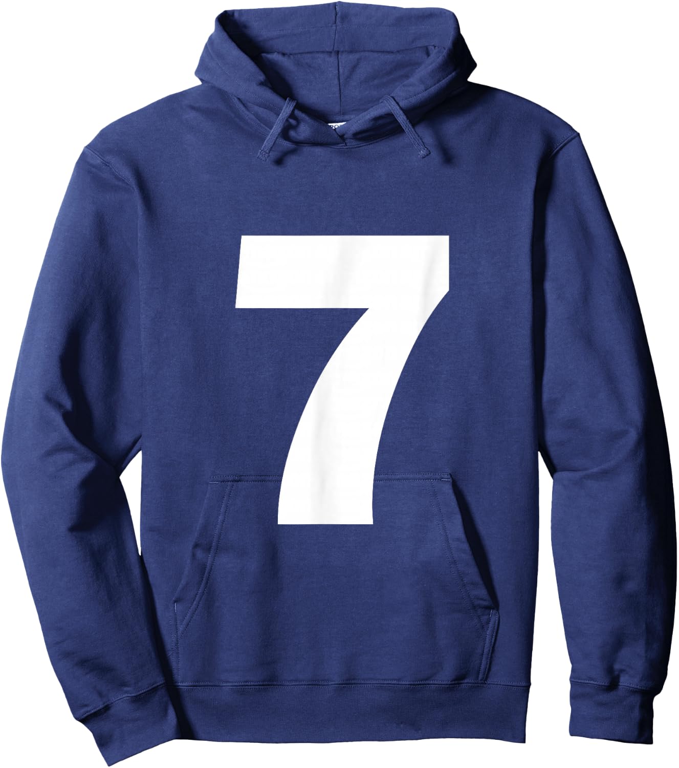 Number 7 Big Bold White Seven Numeral Group Hoodie - Hoodie | Navy