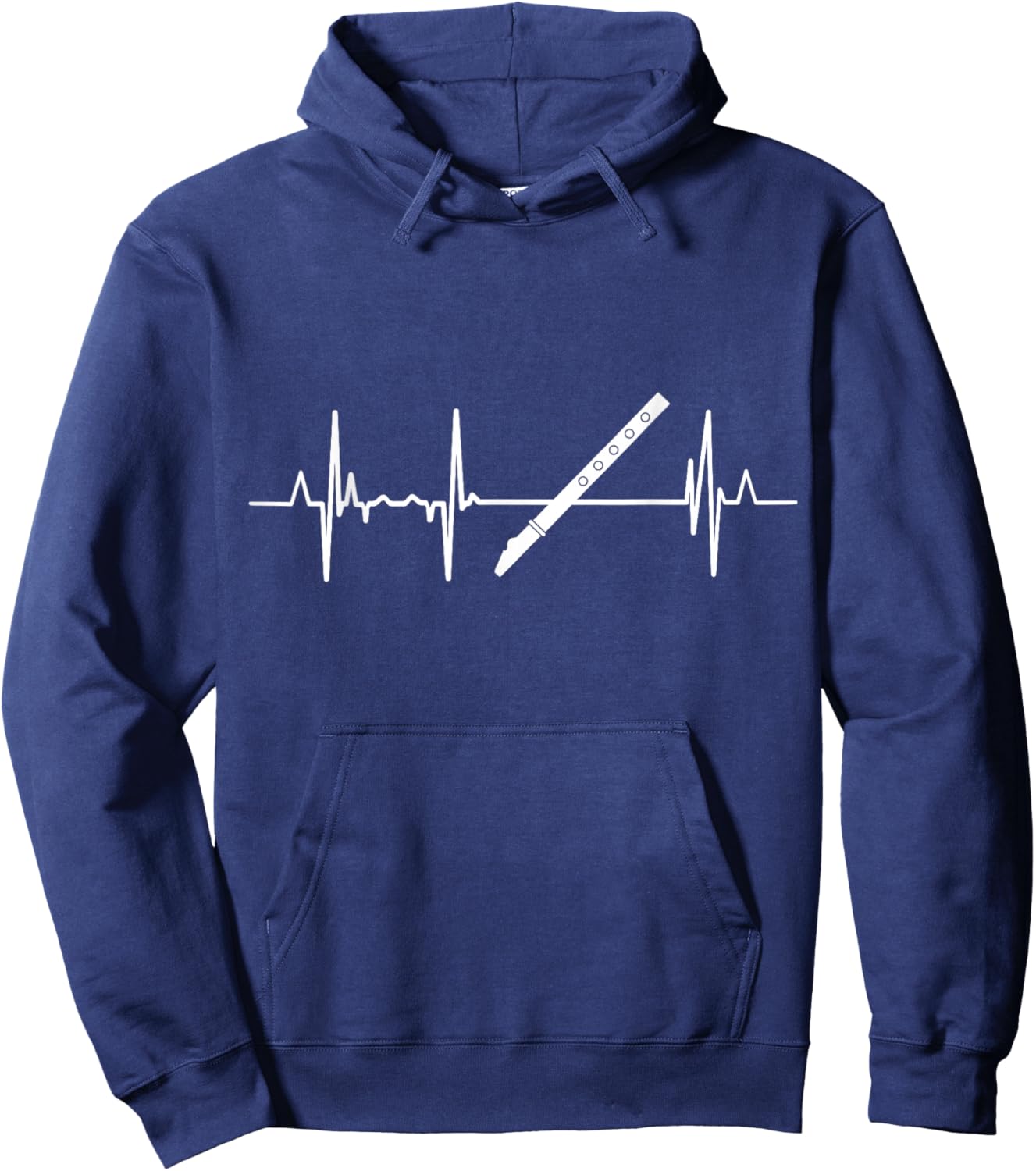 Heartline Flute Player Heartbeat Hoodie - Hoodie | Navy