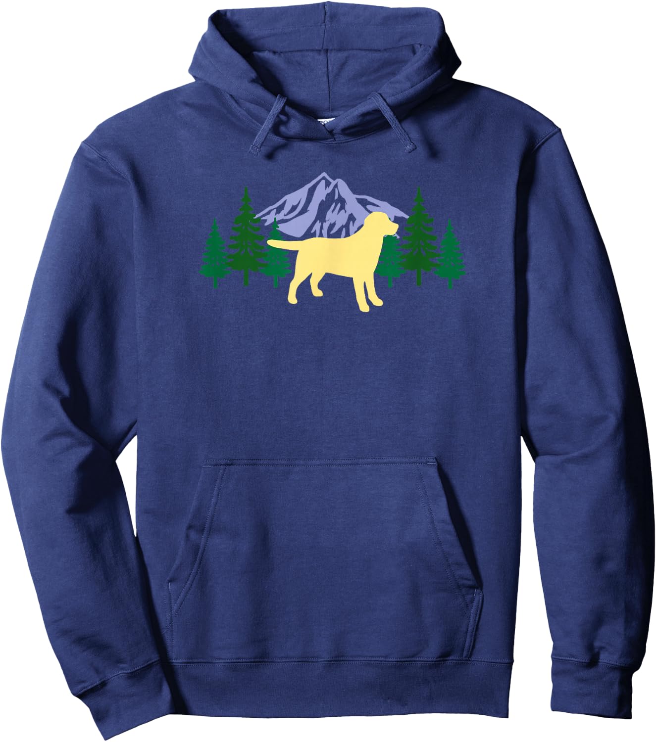 Yellow Labrador Outline Silhouette Evergreen Hoodie - Hoodie | Navy